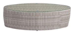 53.9" x 28.7" x 15.9" White, Tempered Glass, Synthetic Weave, Aluminum, Coffee Table