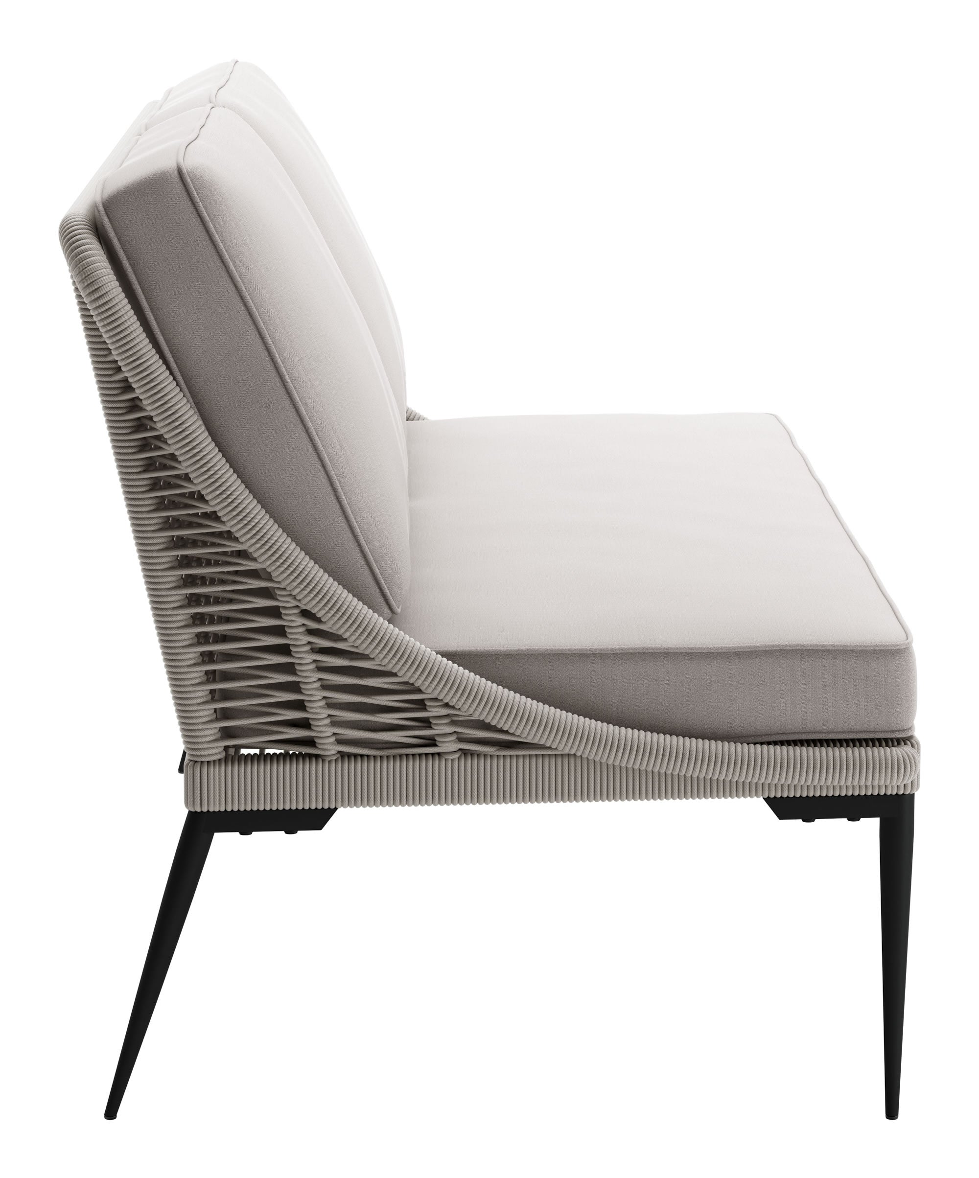 66.1" x 31.5" x 35" Black & Dark Gray, Steel & Rope, Sofa