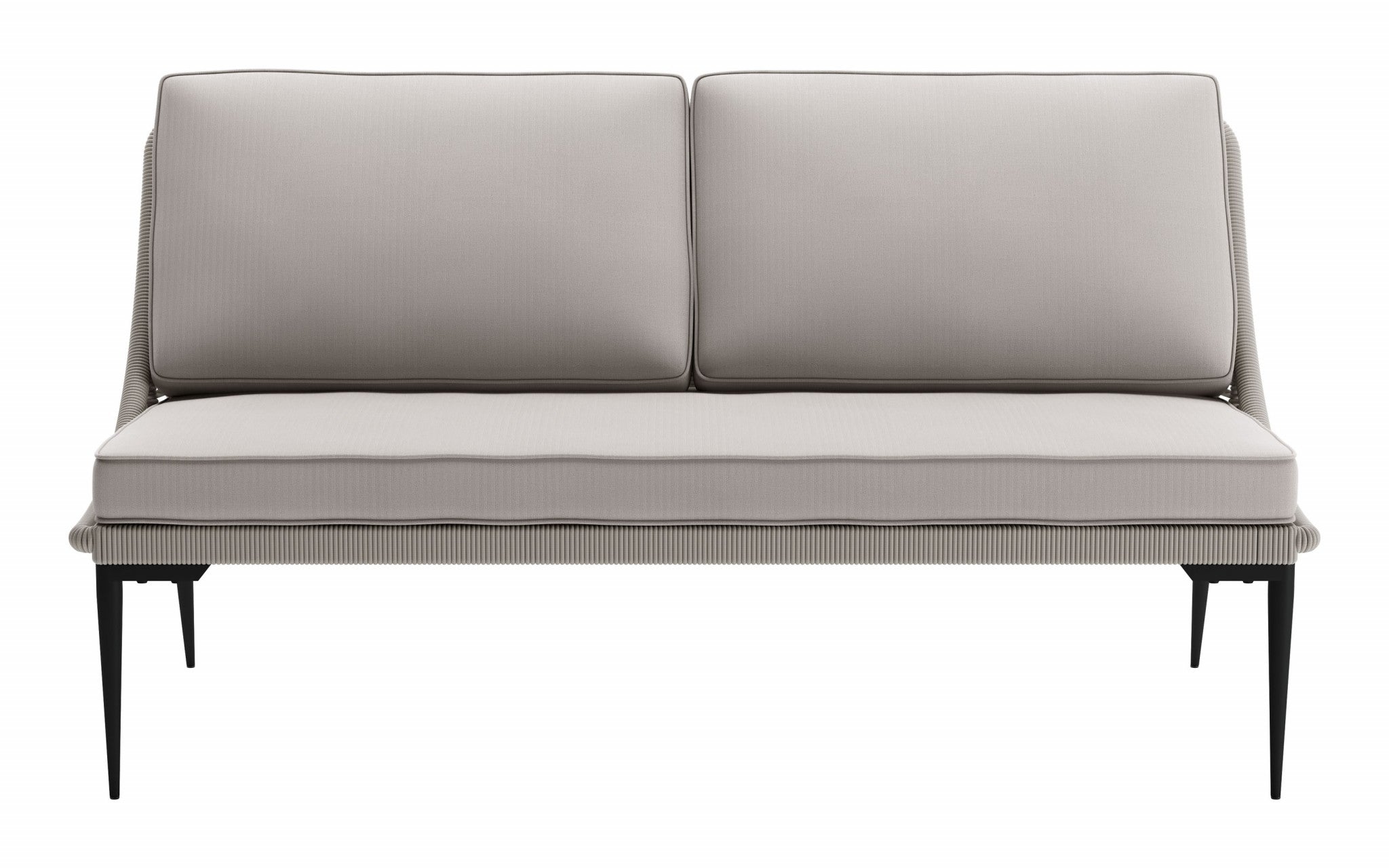 66.1" x 31.5" x 35" Black & Dark Gray, Steel & Rope, Sofa