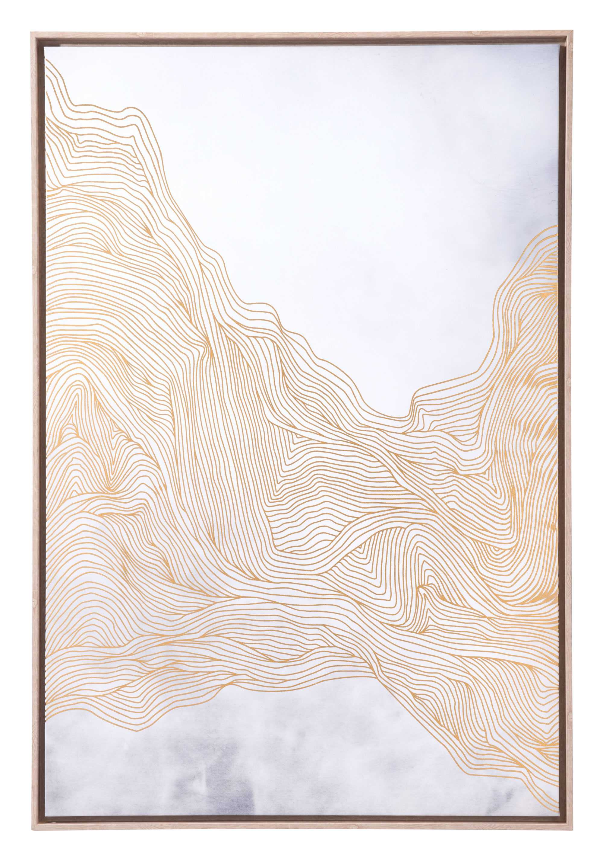 33" x 2" x 49" White & Gold, MDF, Wood, Canvas