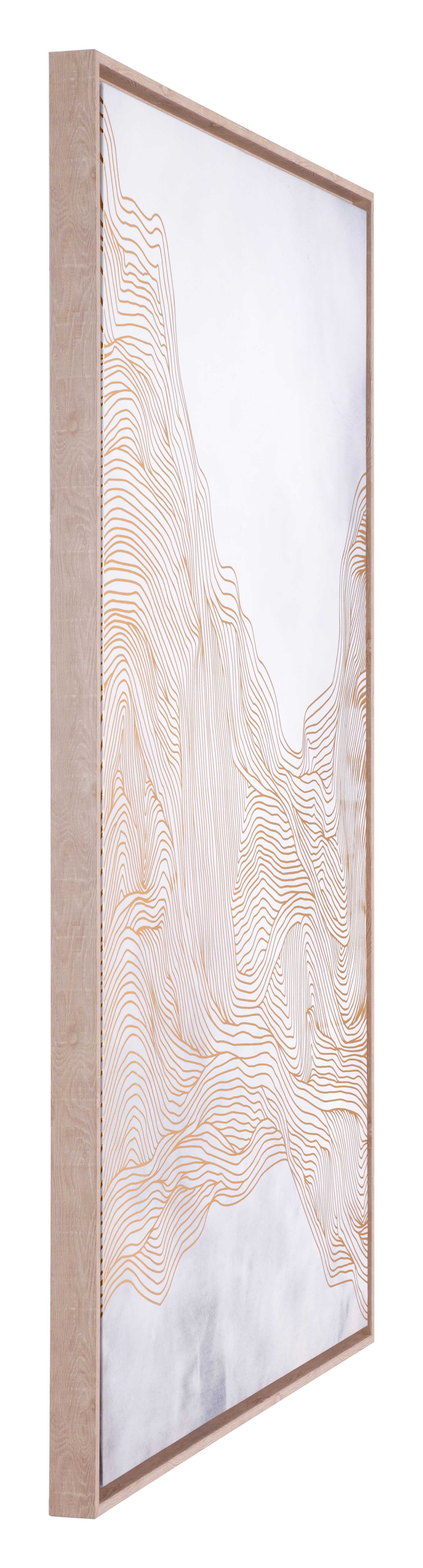 33" x 2" x 49" White & Gold, MDF, Wood, Canvas