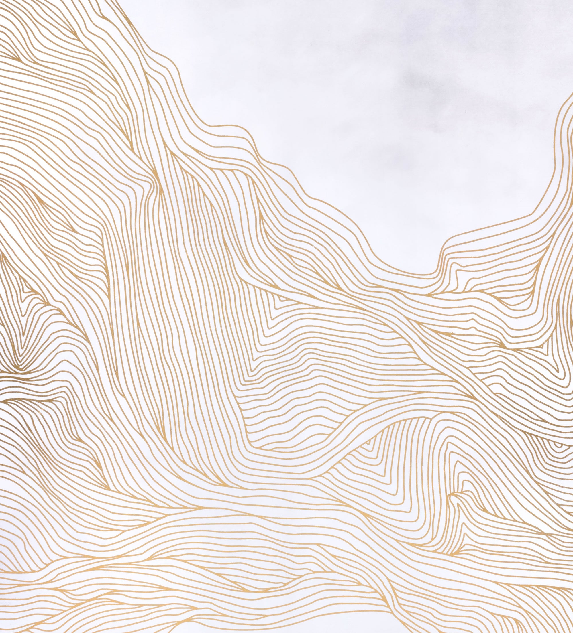 33" x 2" x 49" White & Gold, MDF, Wood, Canvas