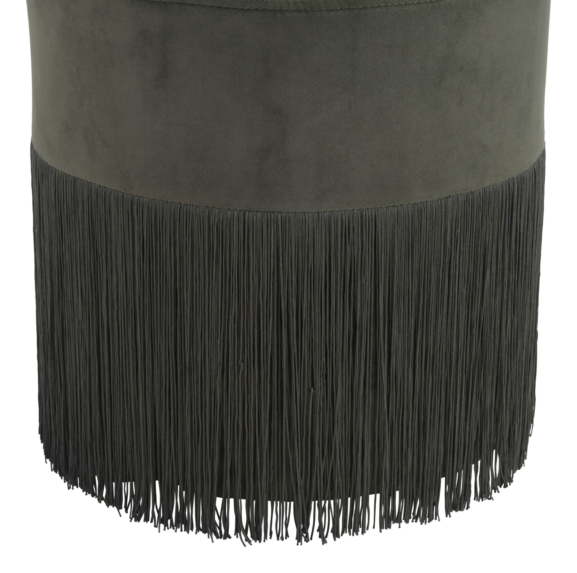 Forest Green Velvet and Tassel Ottoman Stool