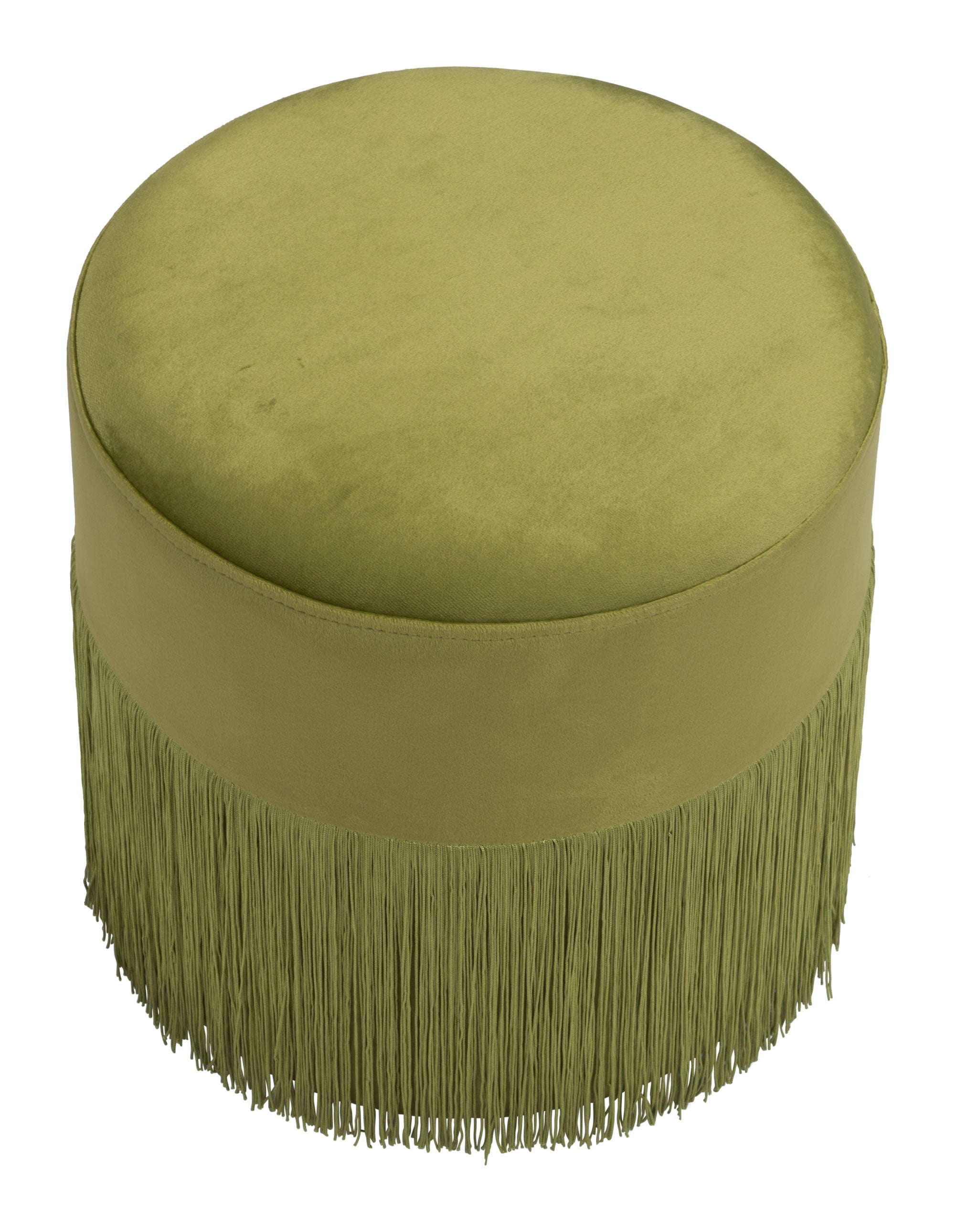 Lime Green Velvet and Tassel Ottoman Stool