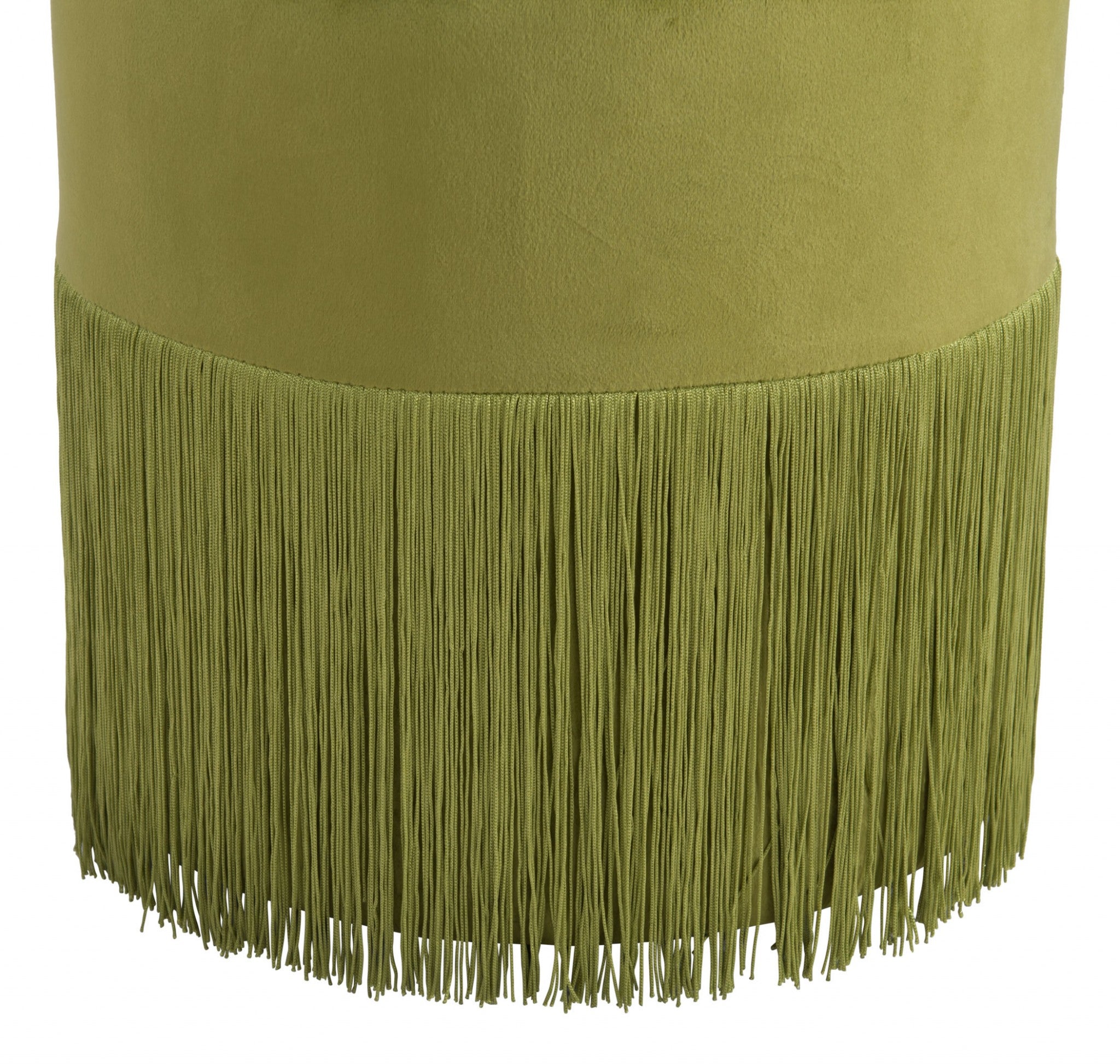Lime Green Velvet and Tassel Ottoman Stool