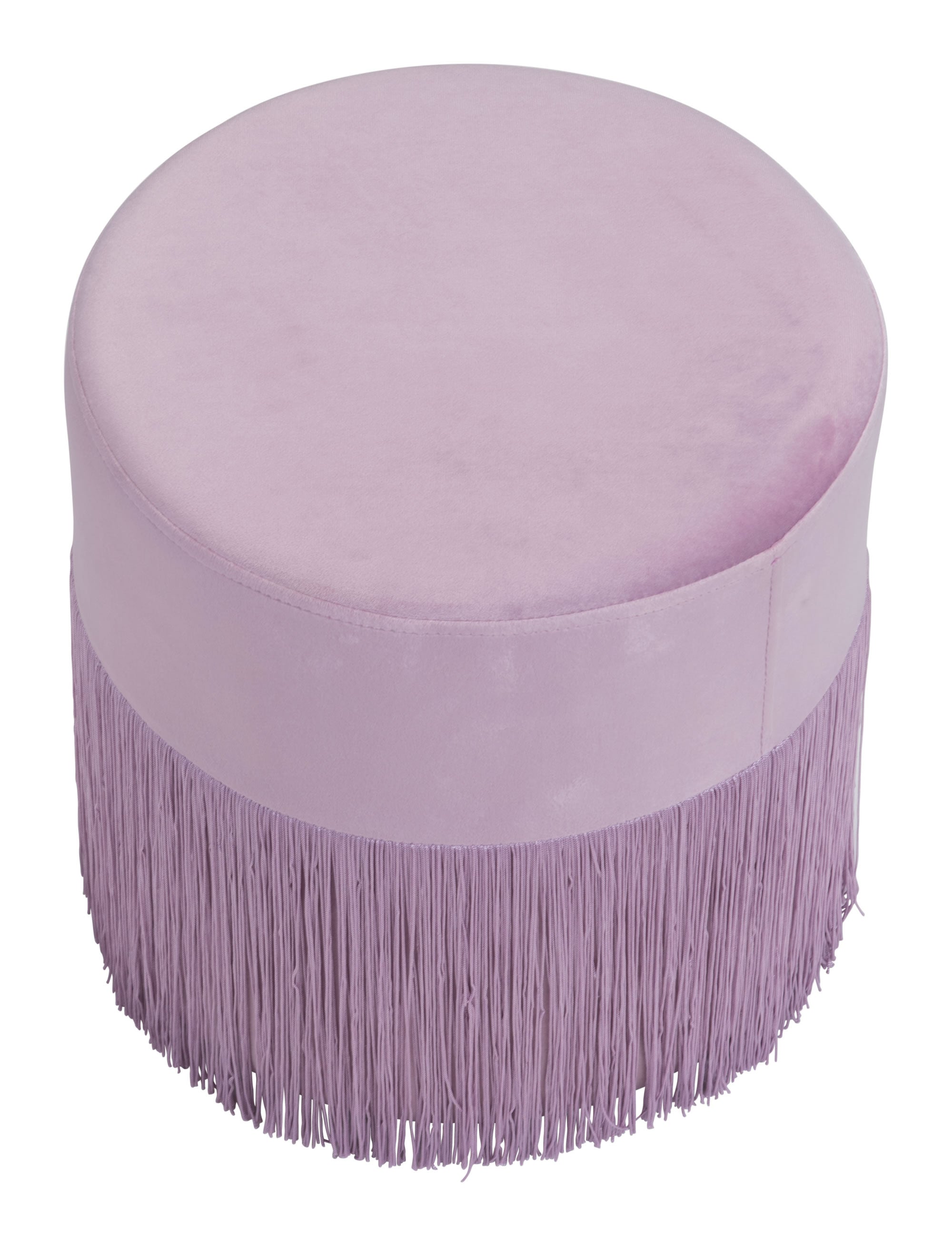 Pink Velvet and Tassel Ottoman Stool