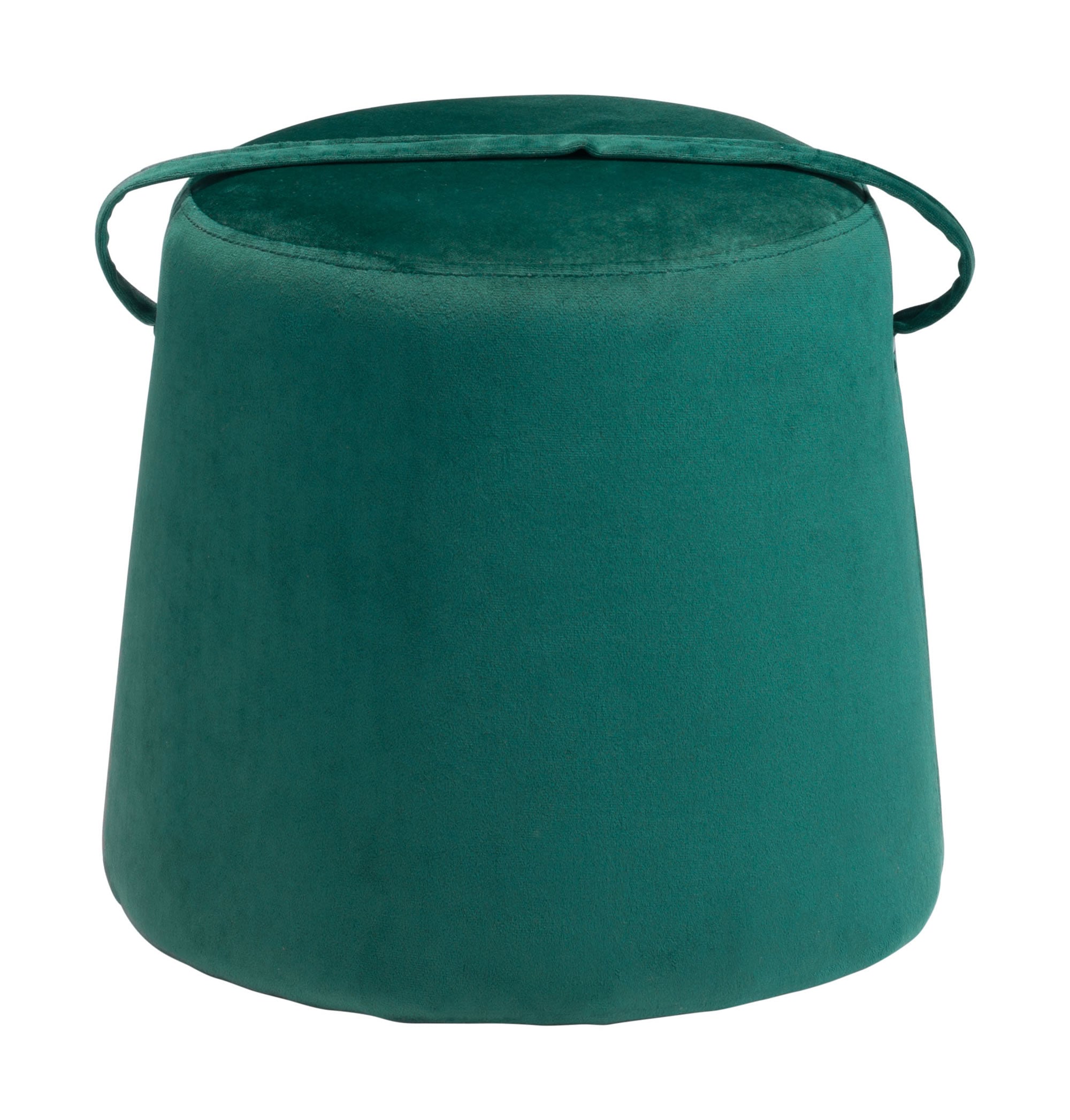 15" x 15" x 13" Green Velvet MDF Cottonwood Paperboard Ottoman