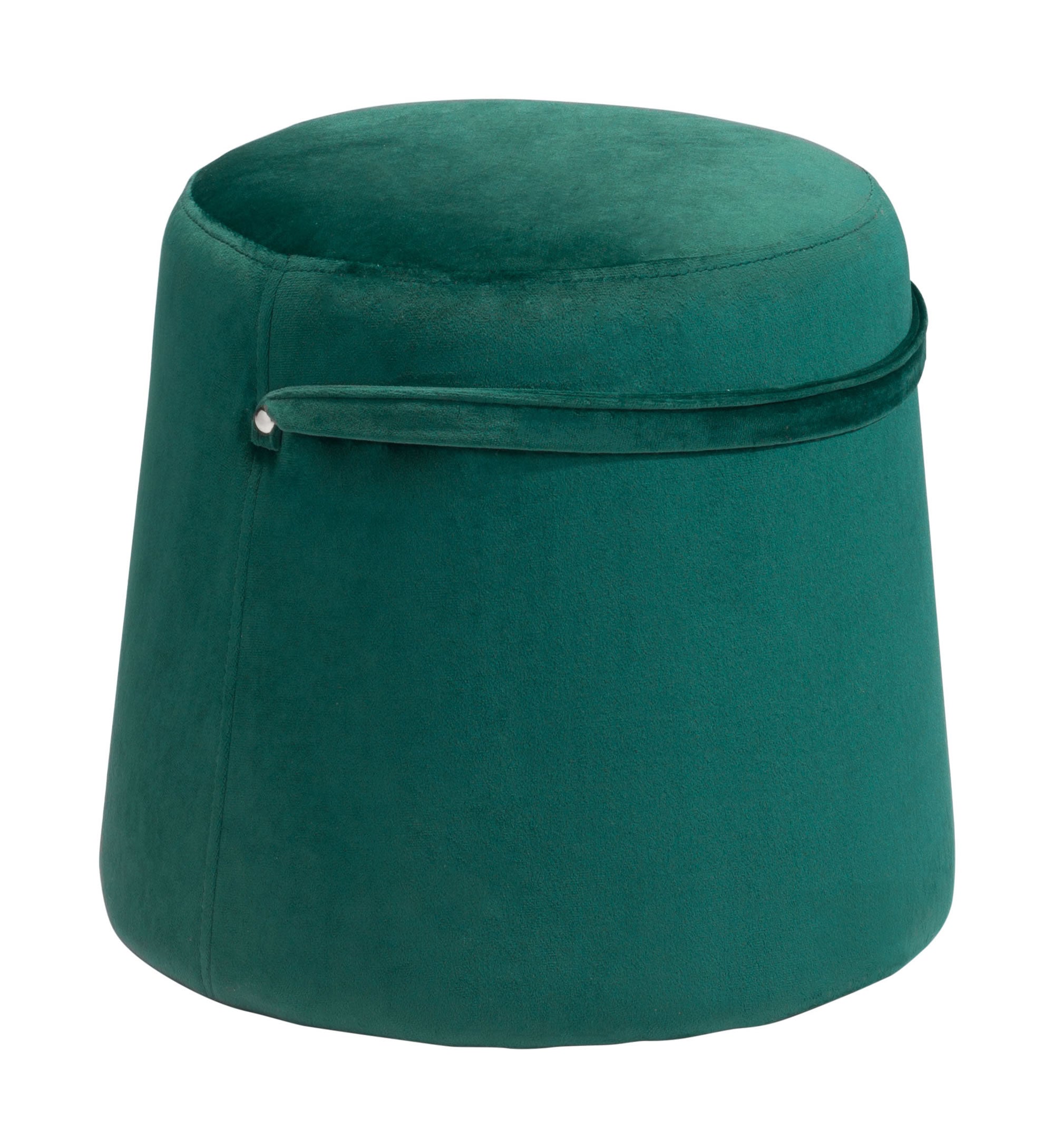 15" x 15" x 13" Green Velvet MDF Cottonwood Paperboard Ottoman