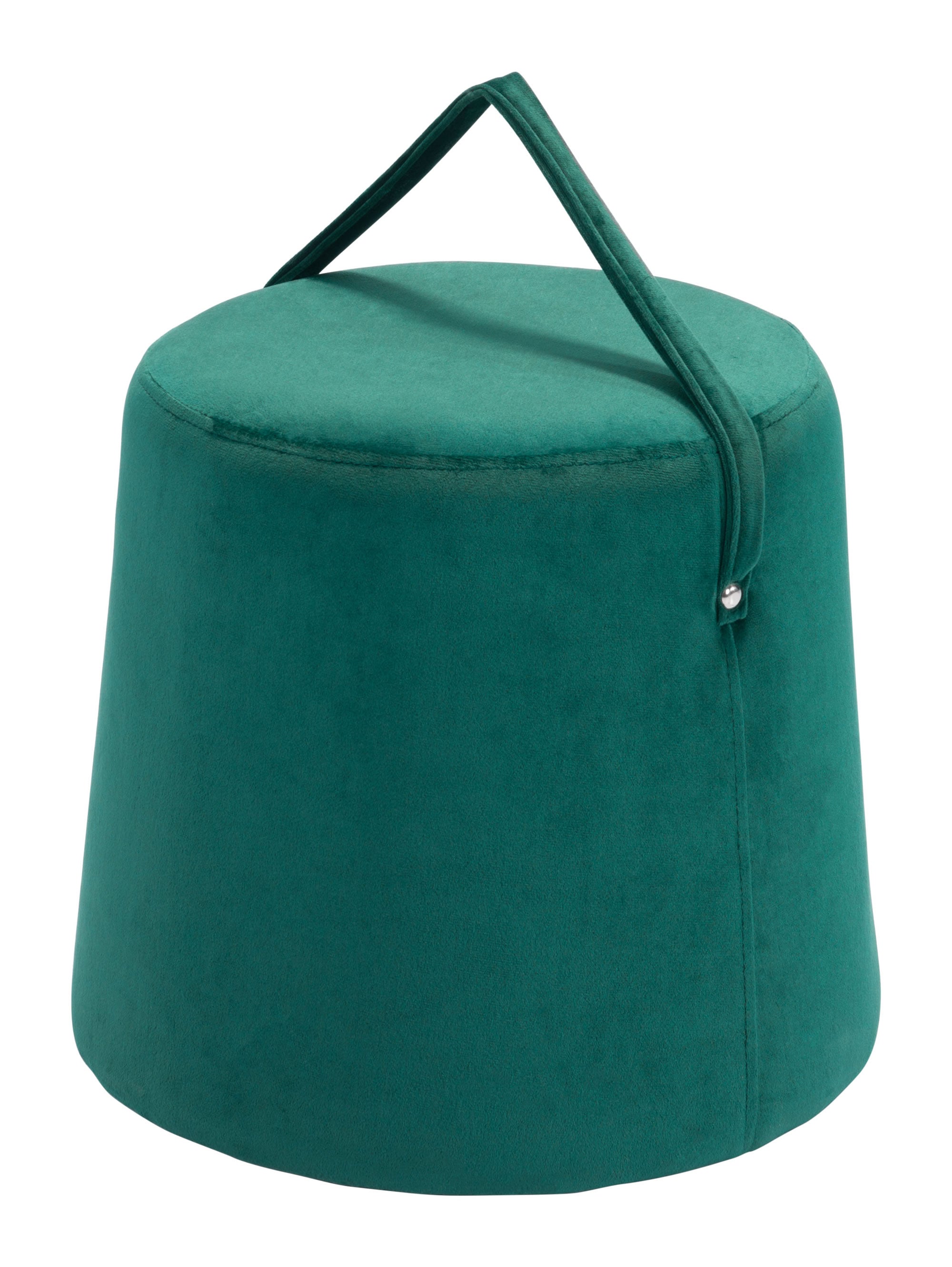 15" x 15" x 13" Green Velvet MDF Cottonwood Paperboard Ottoman