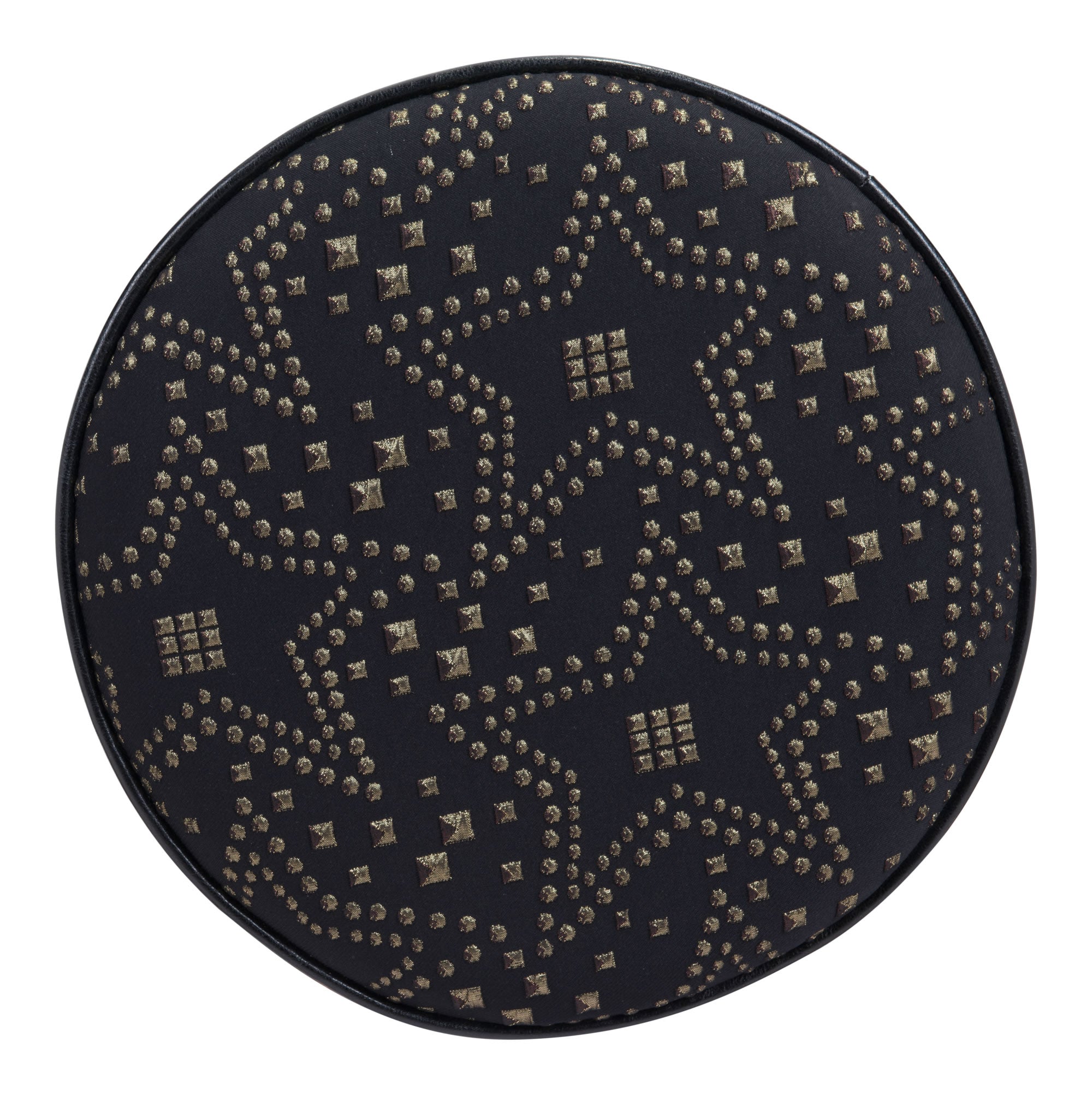 14" x 14" x 15" Gold & Black, Faux Fur, MDF, Cottonwood & Paperboard, Ottoman