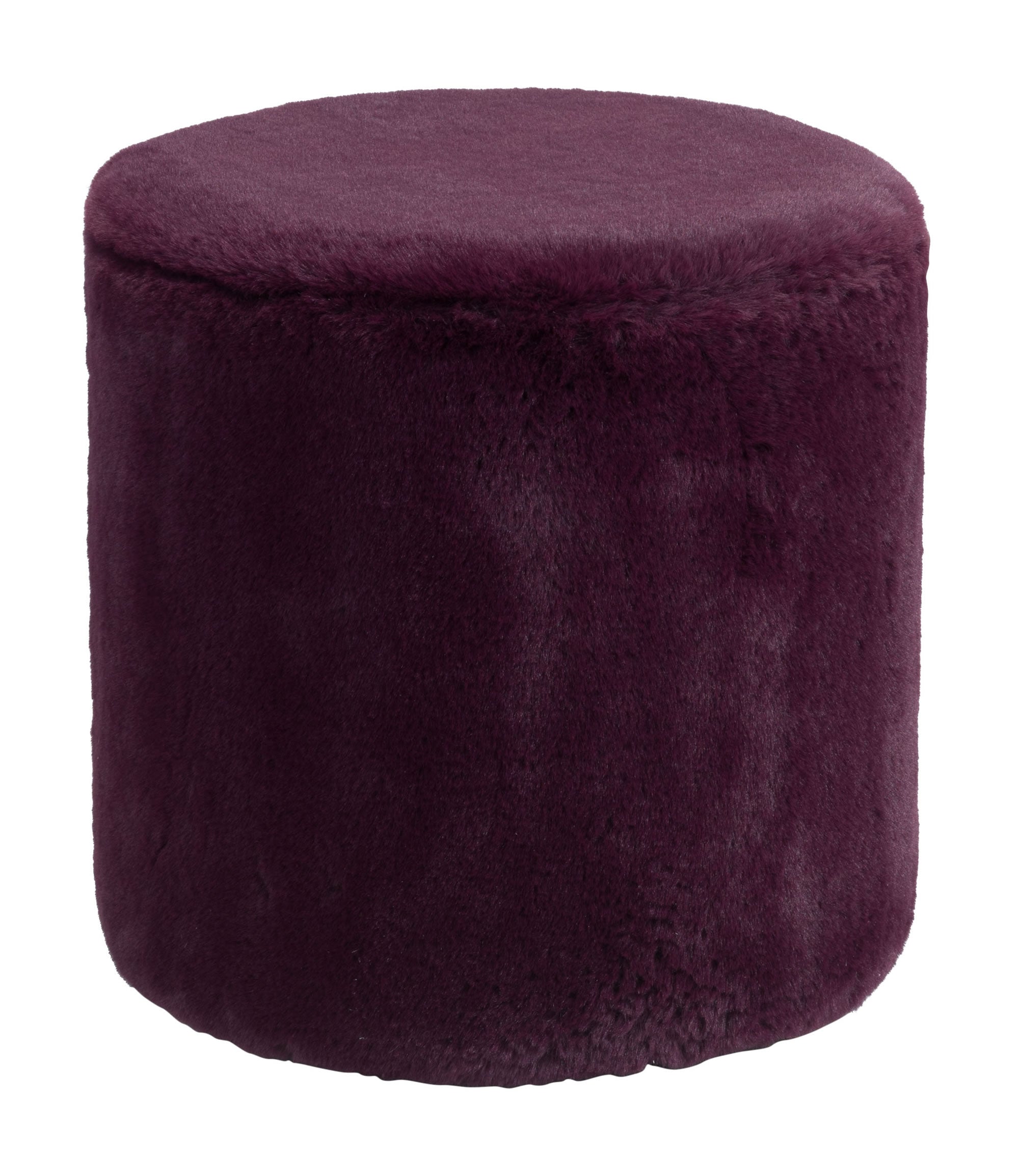Purple Plush Faux Fur Ottoman Stool