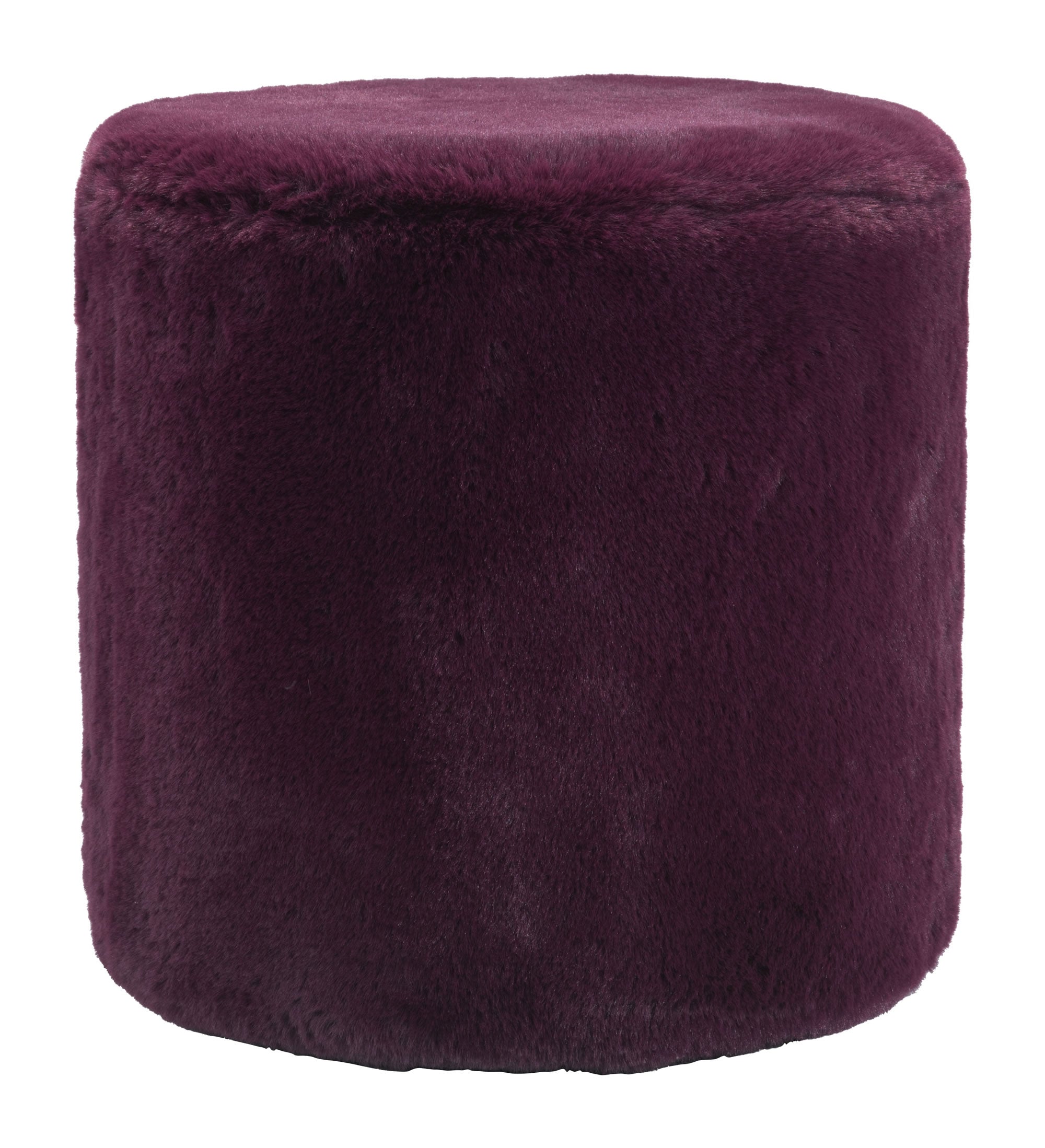 Purple Plush Faux Fur Ottoman Stool