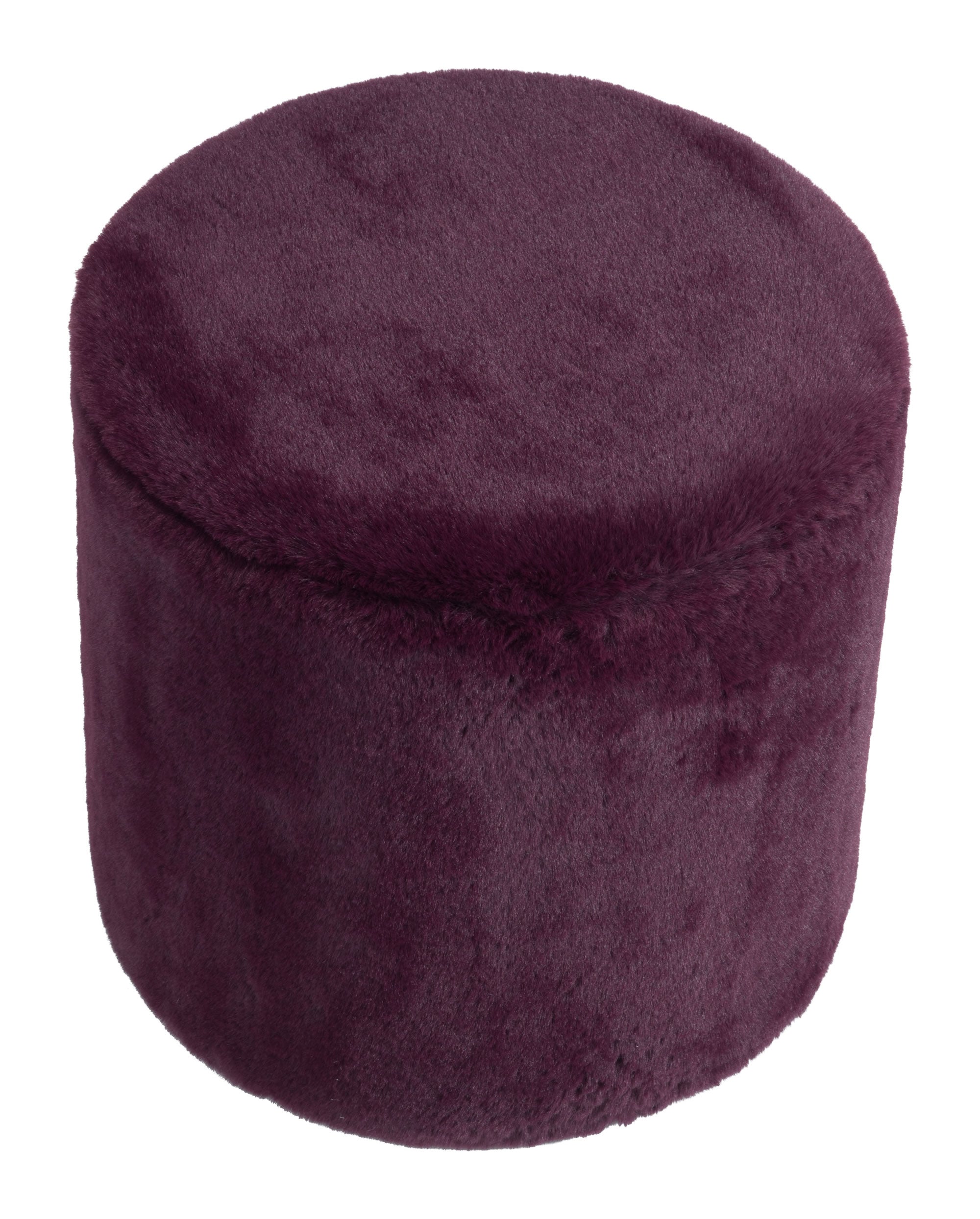 Purple Plush Faux Fur Ottoman Stool