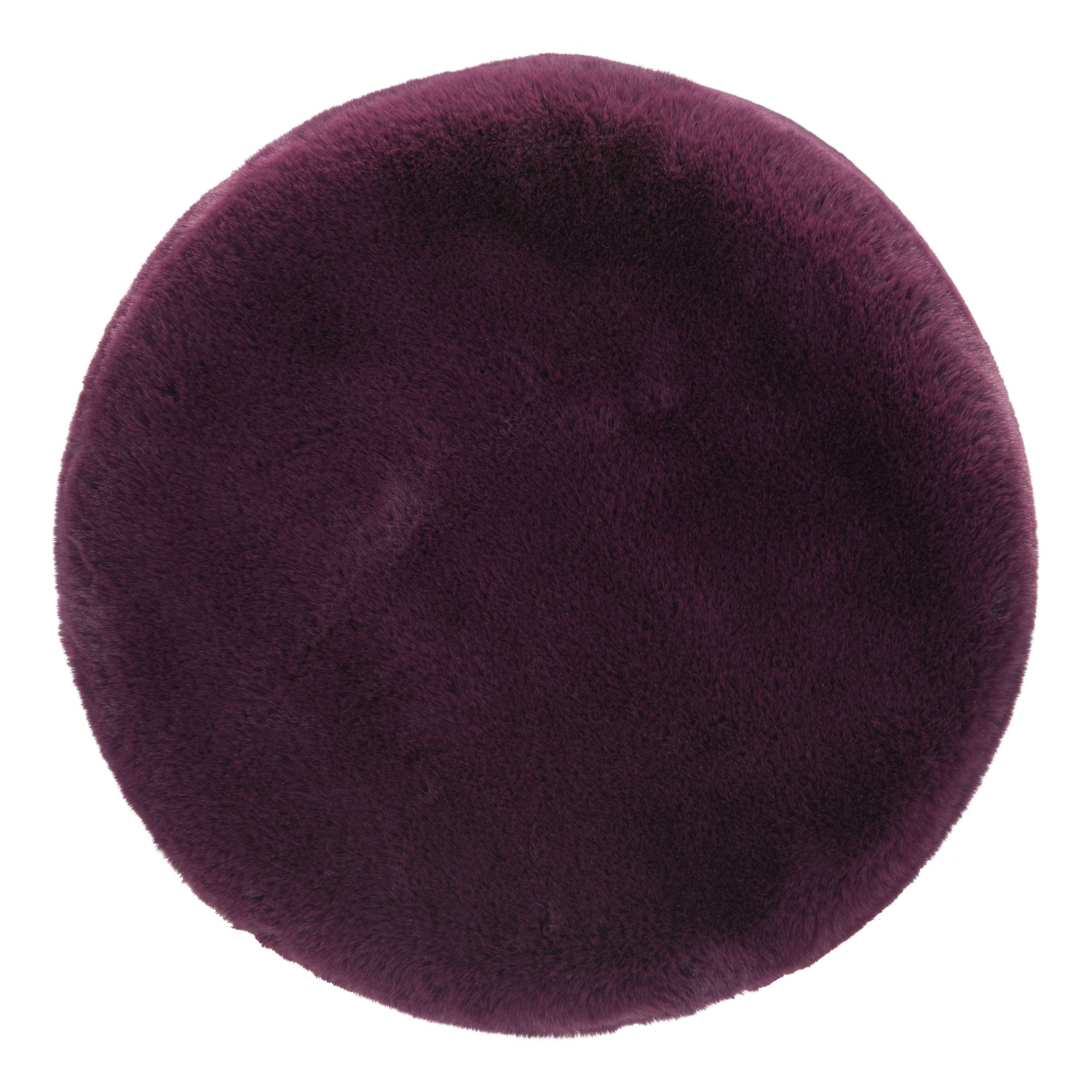 Purple Plush Faux Fur Ottoman Stool