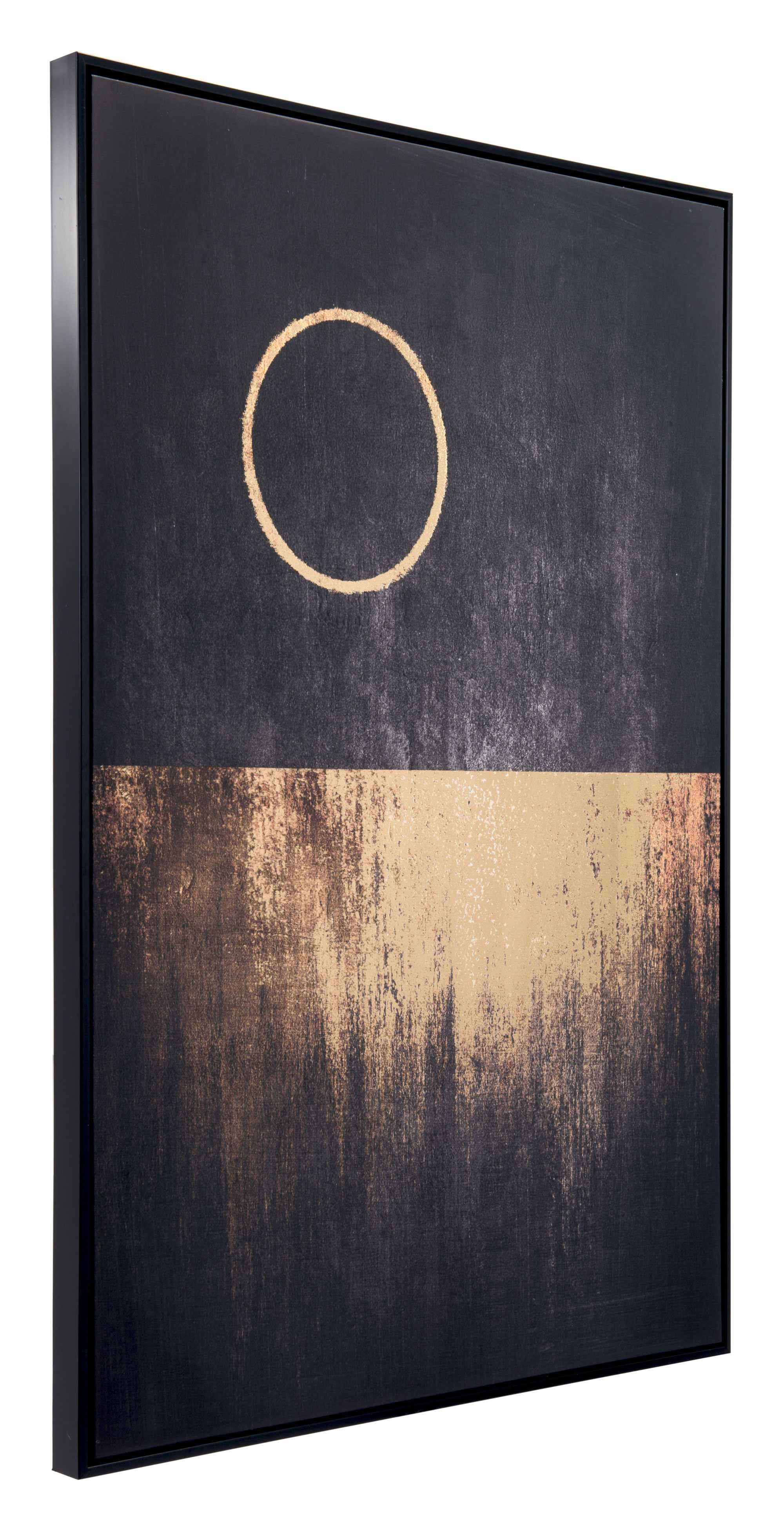 32.7" x 1.7" x 48.4" Black & Gold, Pine Wood, Moon Rises Canvas
