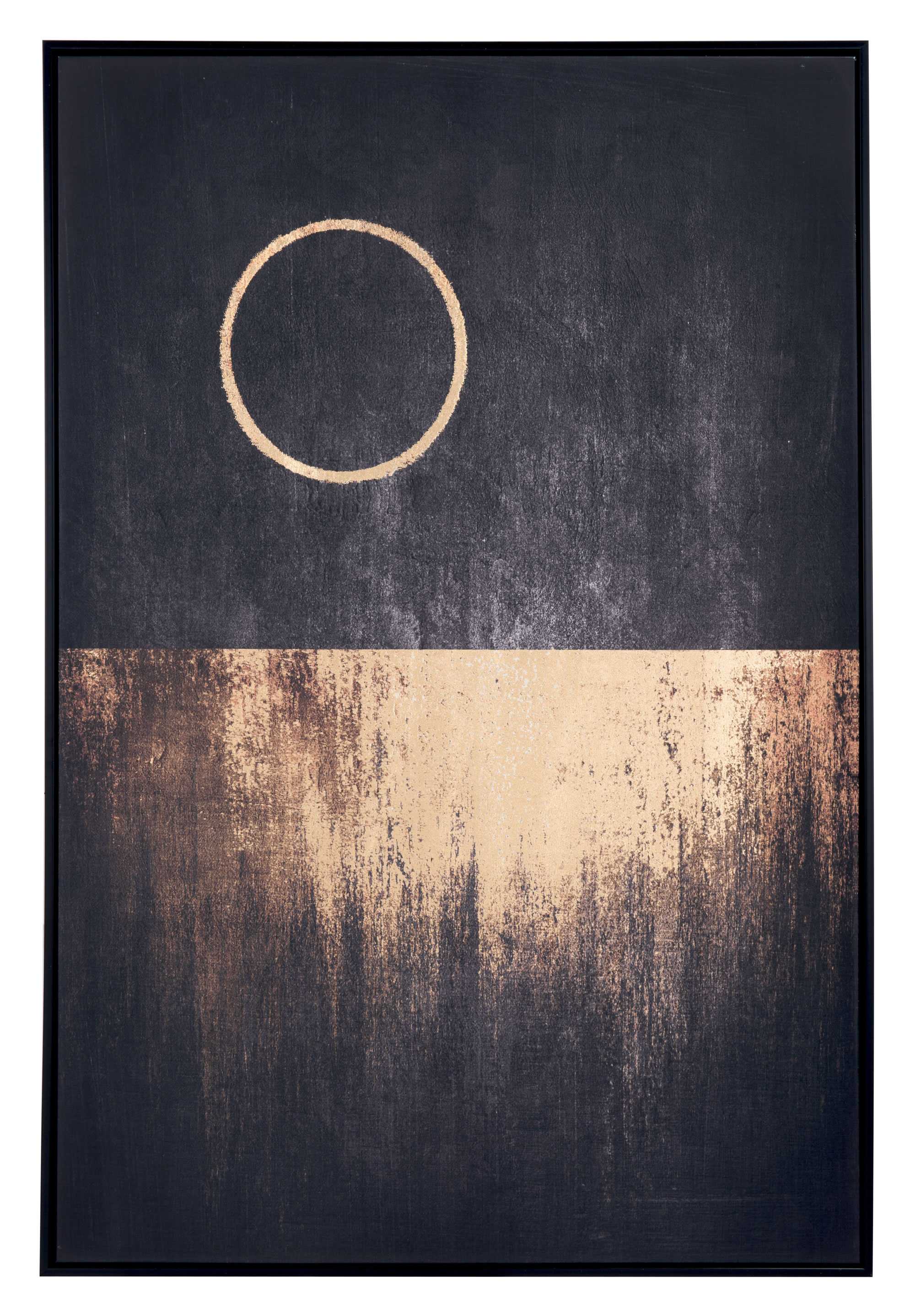 32.7" x 1.7" x 48.4" Black & Gold, Pine Wood, Moon Rises Canvas
