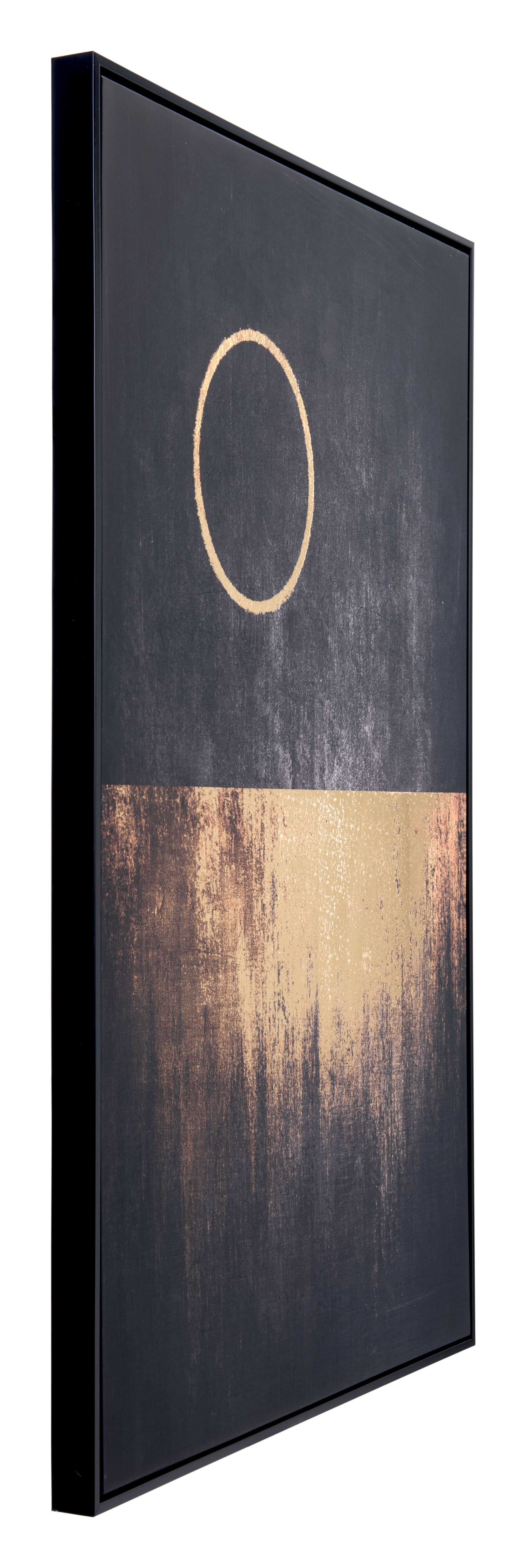 32.7" x 1.7" x 48.4" Black & Gold, Pine Wood, Moon Rises Canvas