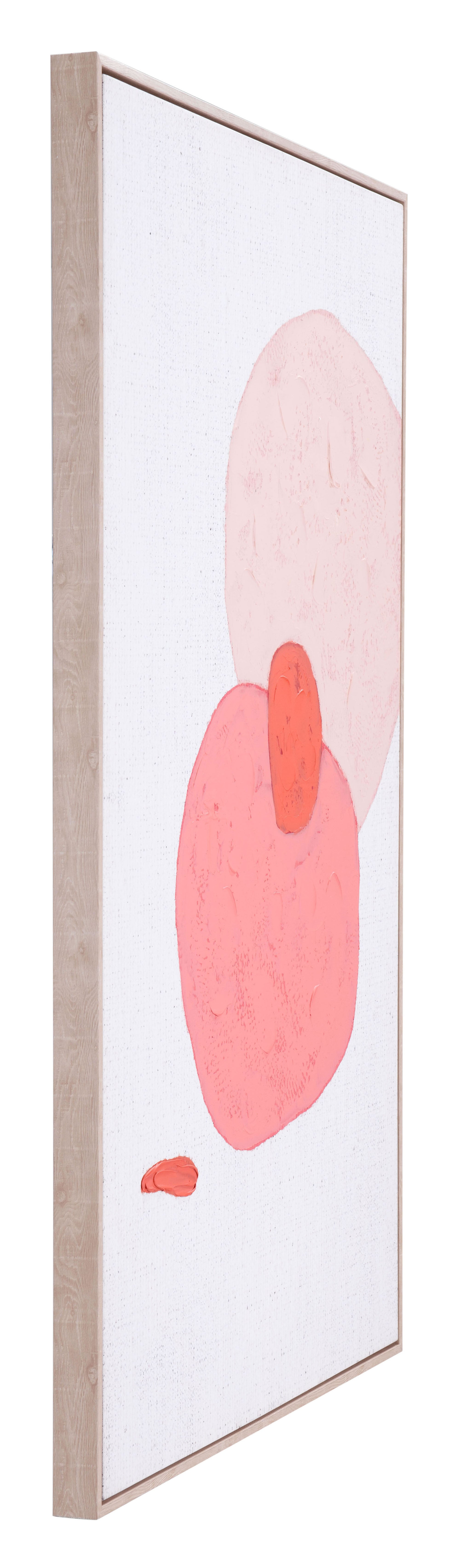 Modern Pink Circles Abstract Canvas on Pinewood Frame