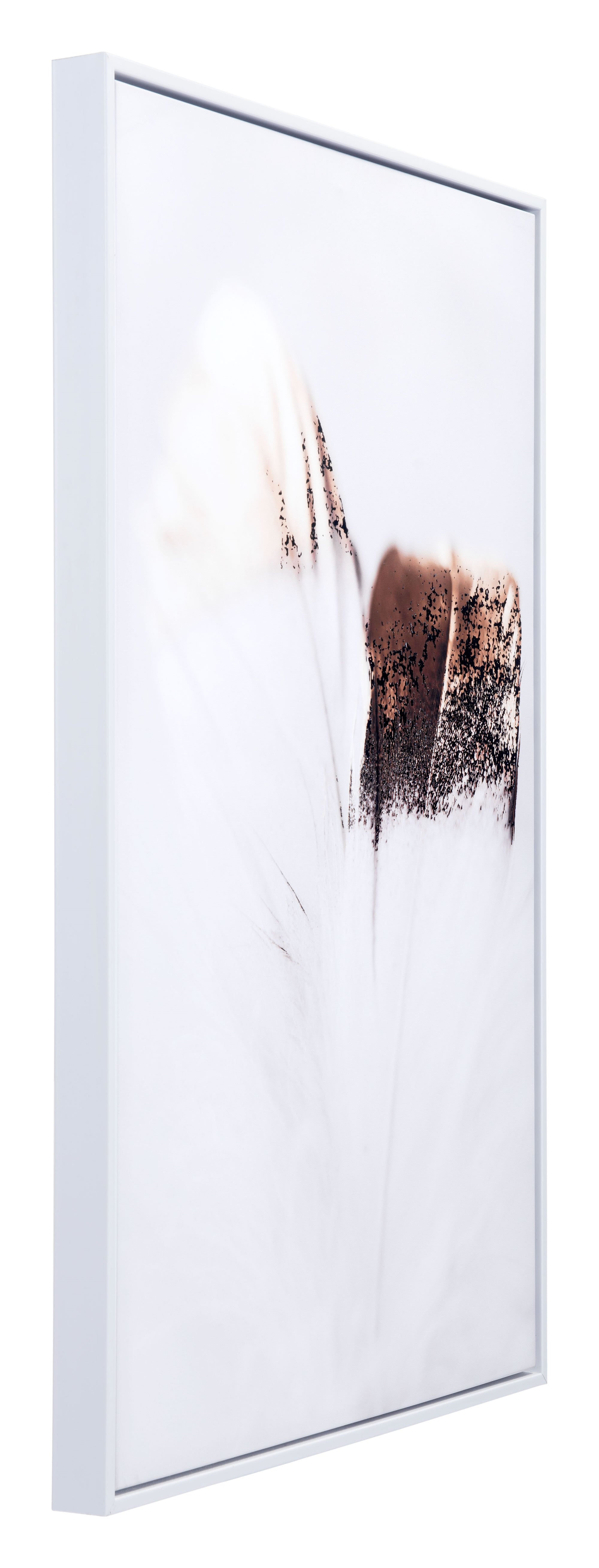 Gold and White Angel's Feathers Canvas in Pinewood Frame