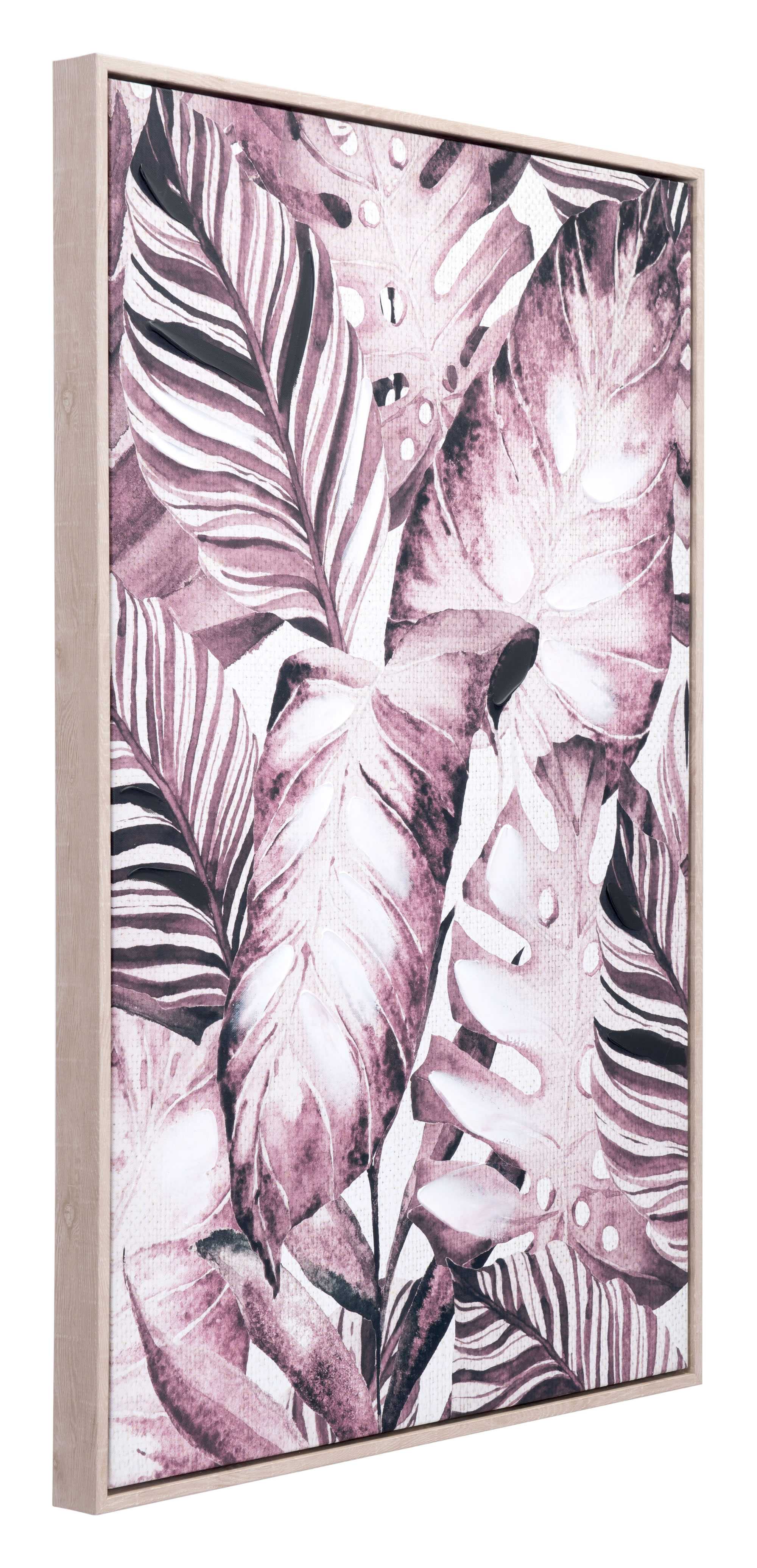 Modern Vintage Tropical Palms Canvas in Pinewood Frame