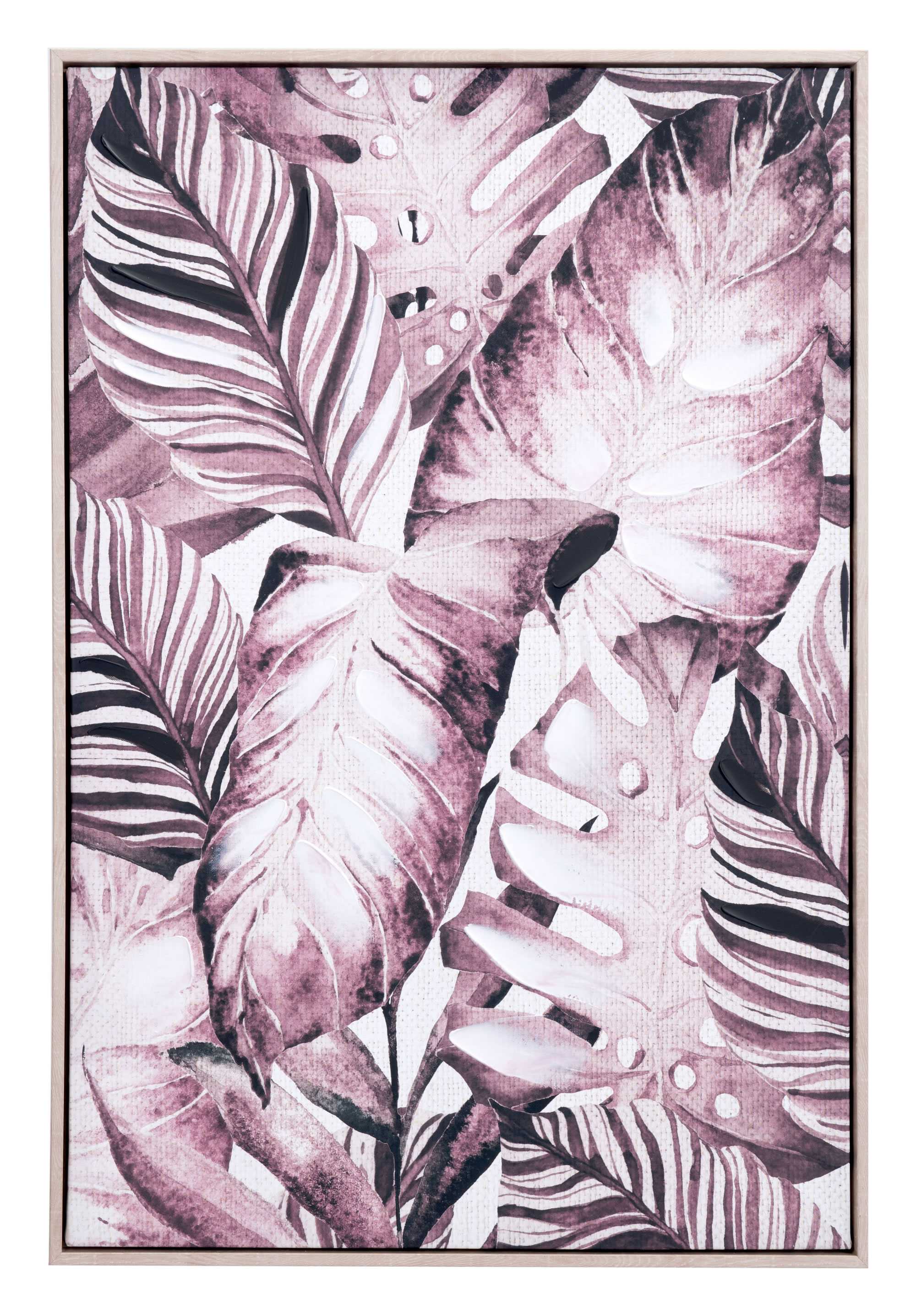Modern Vintage Tropical Palms Canvas in Pinewood Frame