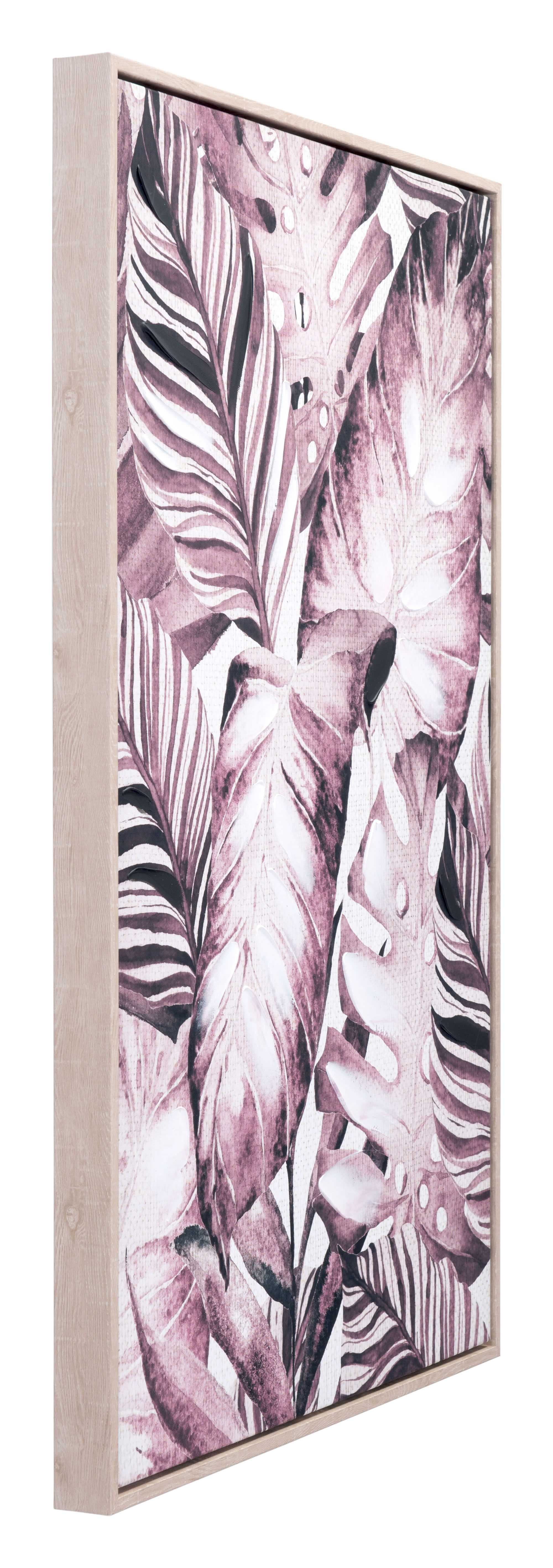 Modern Vintage Tropical Palms Canvas in Pinewood Frame