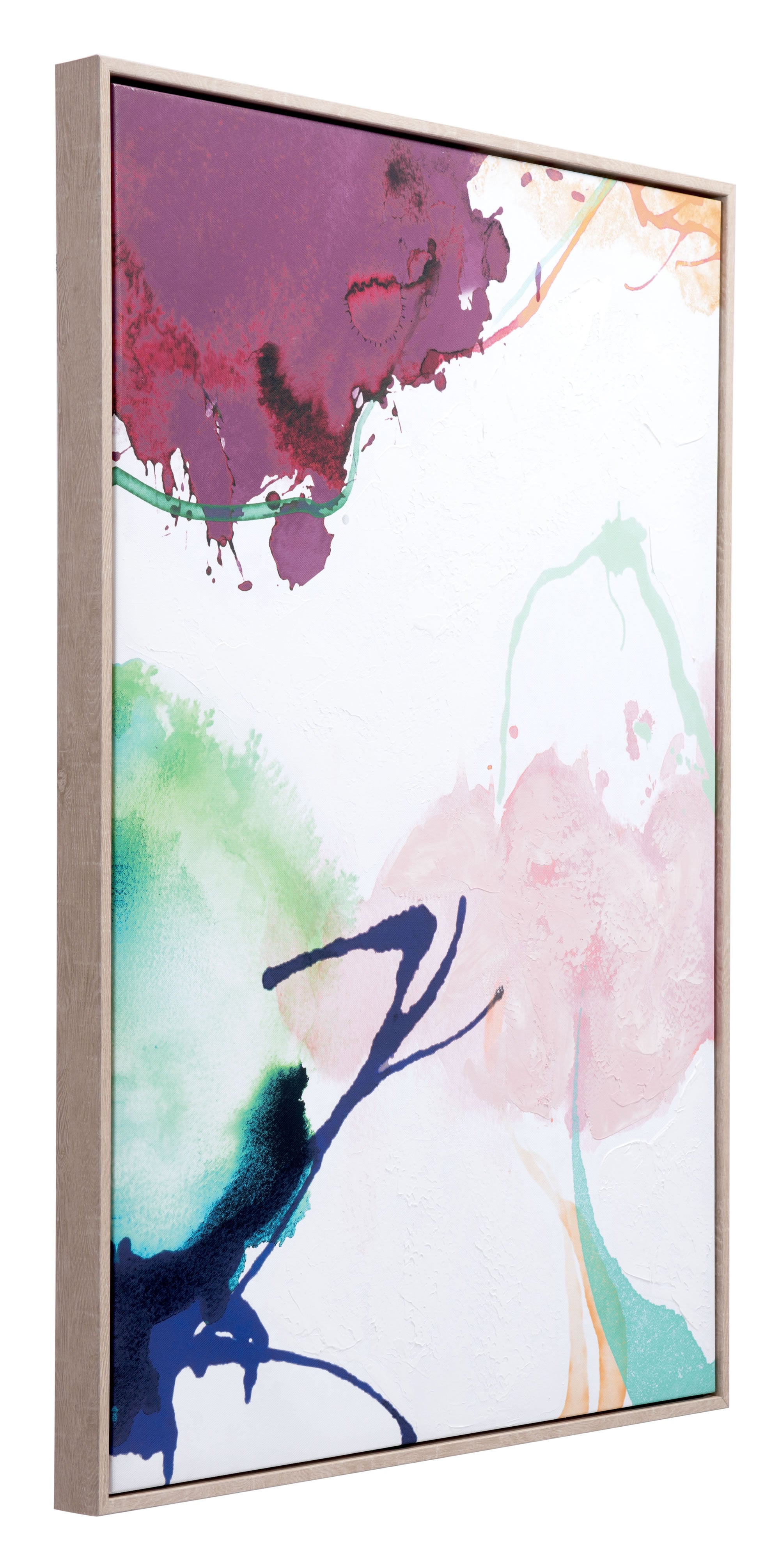 Multi color Abstract Canvas in Pinewood Frame