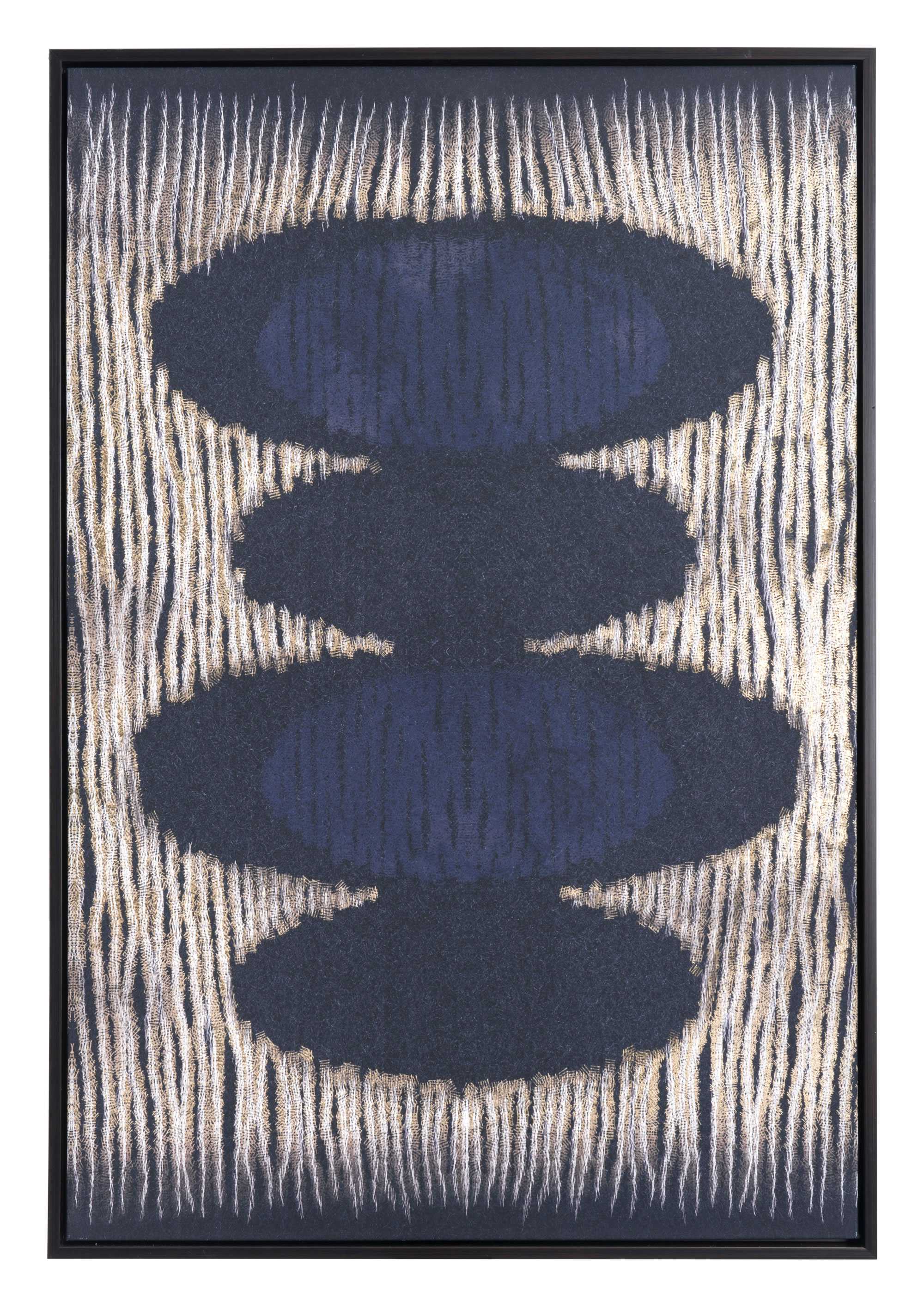 24.8" x 1.7" x 36.6" Black and Gold MDF Stones Canvas