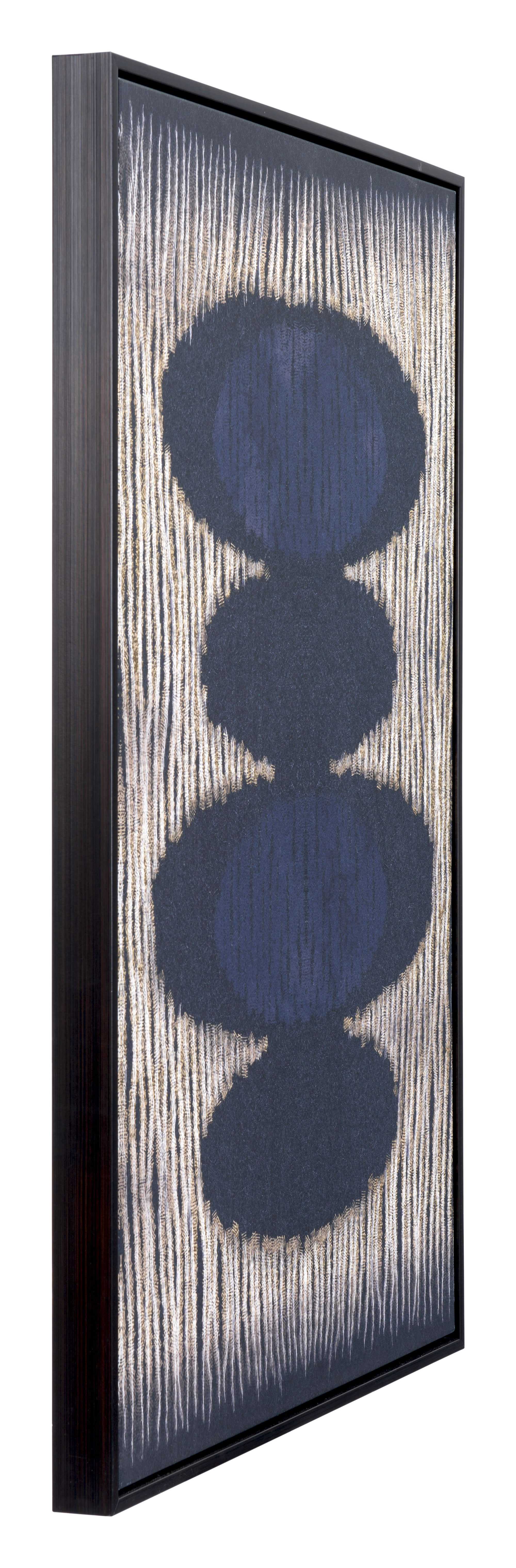 24.8" x 1.7" x 36.6" Black and Gold MDF Stones Canvas