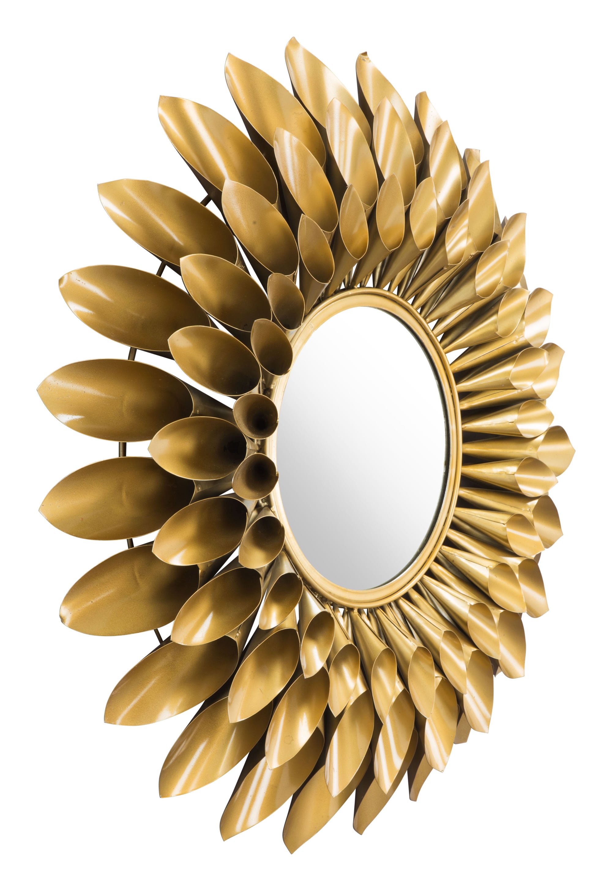 31.5" x 4" x 31.5" Gold Iron MDF Round Mirror