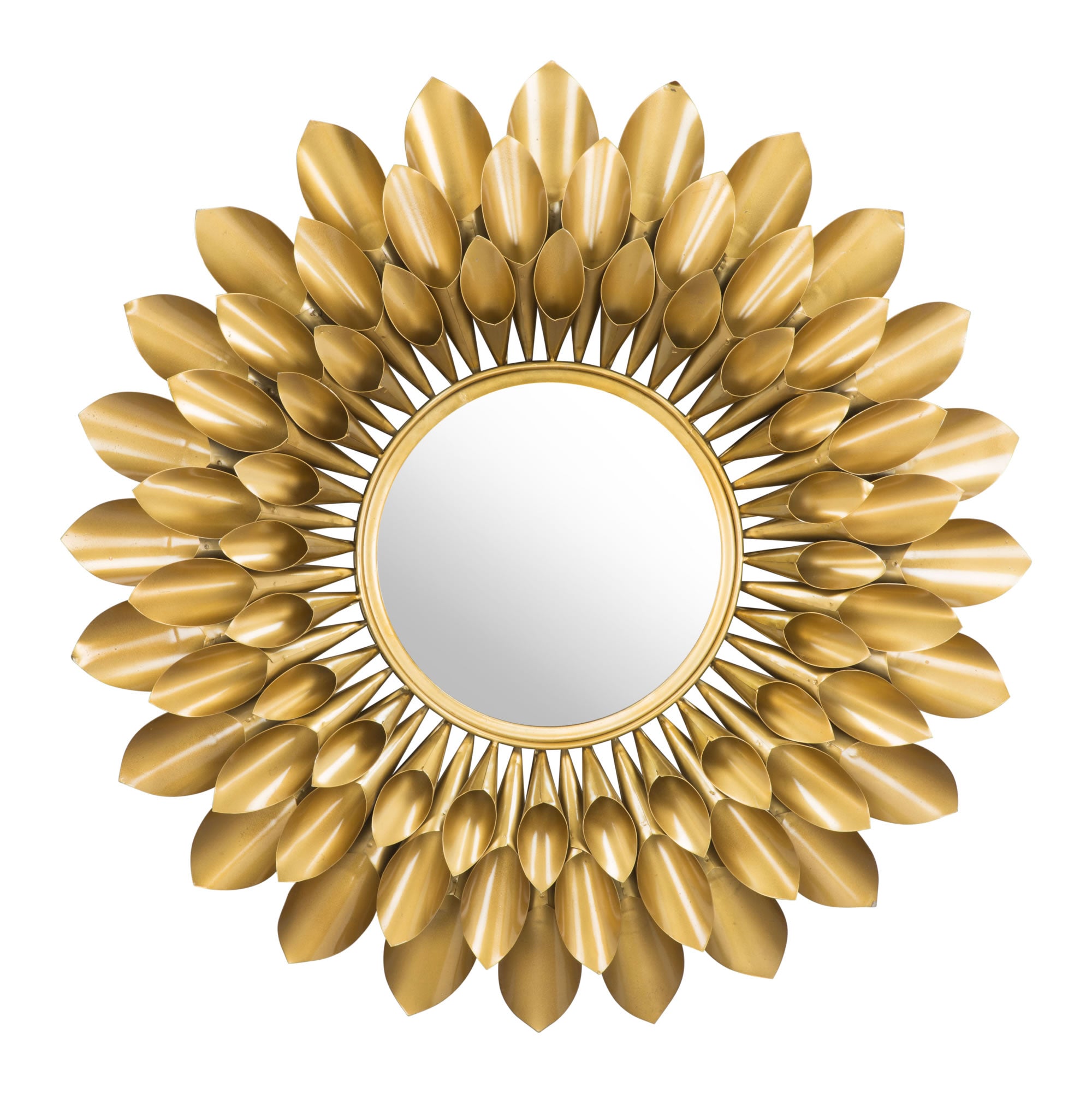 31.5" x 4" x 31.5" Gold Iron MDF Round Mirror