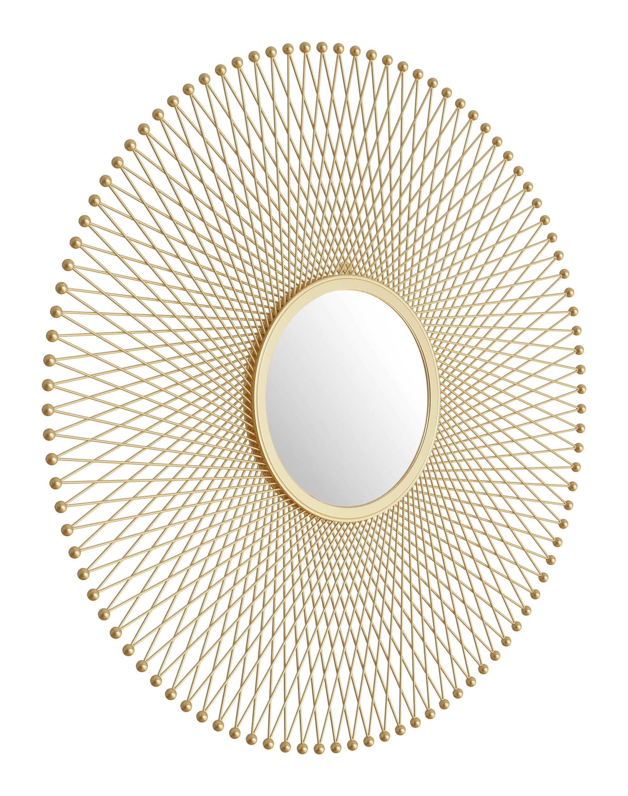 35" x 1" x 35" Gold Iron MDF Round Mirror