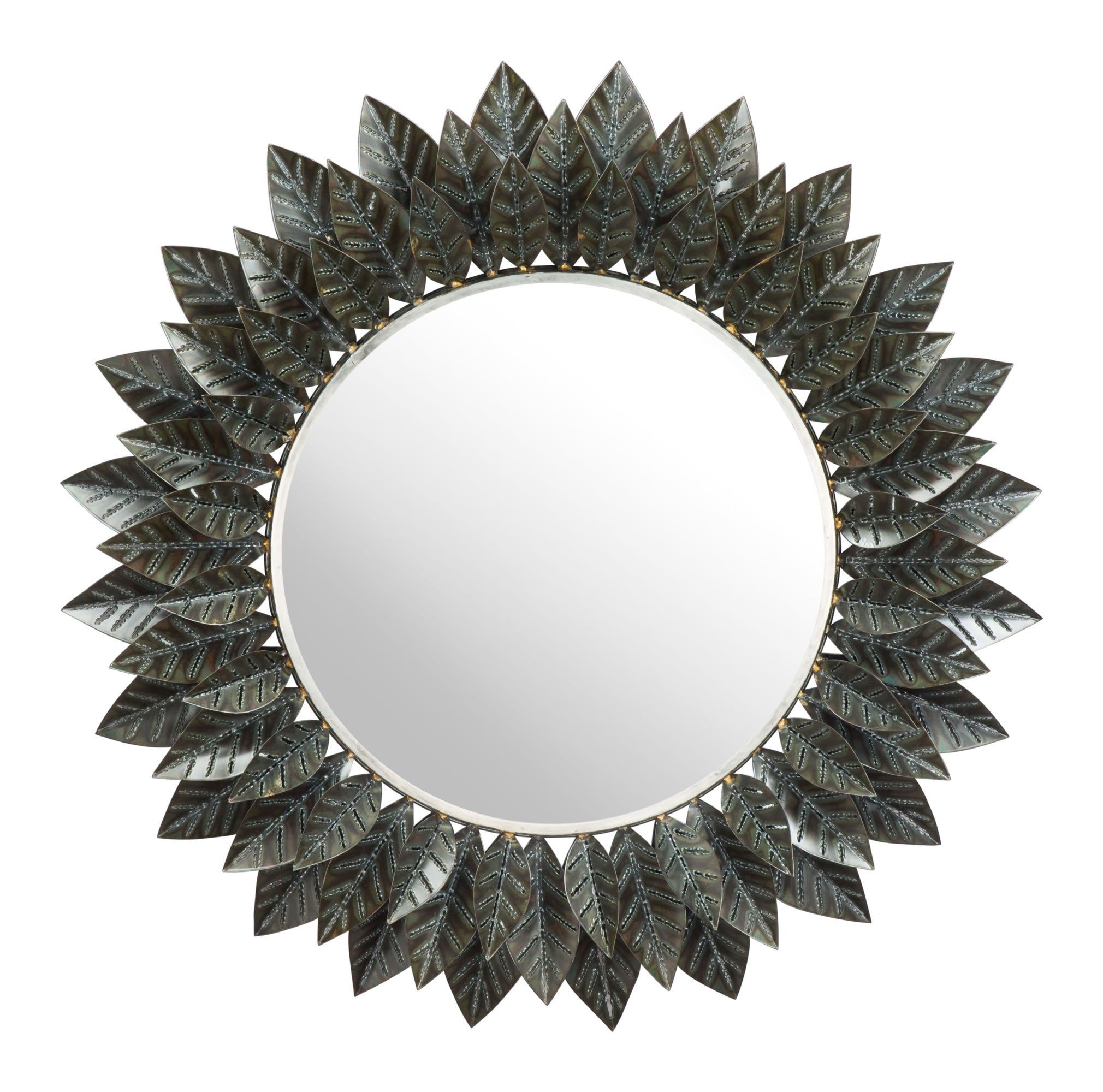 39" x 4.5" x 39" Black Iron MDF Round Mirror