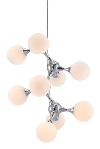 25.6" x 25.6" x 31.5" White & Chrome, Frosted Glass, Metal, Ceiling Lamp