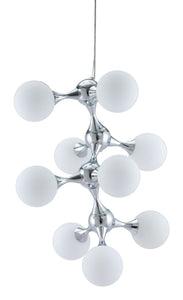 25.6" x 25.6" x 31.5" White & Chrome, Frosted Glass, Metal, Ceiling Lamp