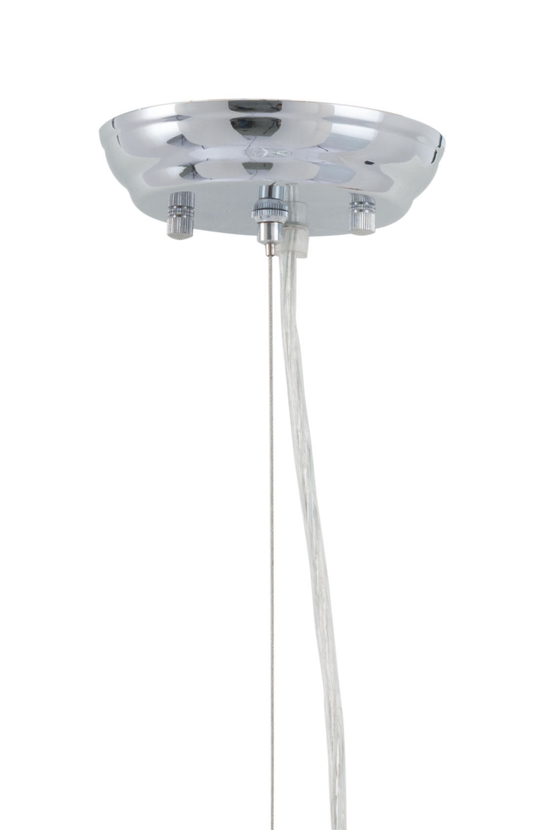 25.6" x 25.6" x 31.5" White & Chrome, Frosted Glass, Metal, Ceiling Lamp