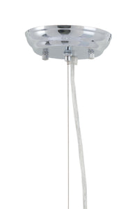 25.6" x 25.6" x 31.5" White & Chrome, Frosted Glass, Metal, Ceiling Lamp