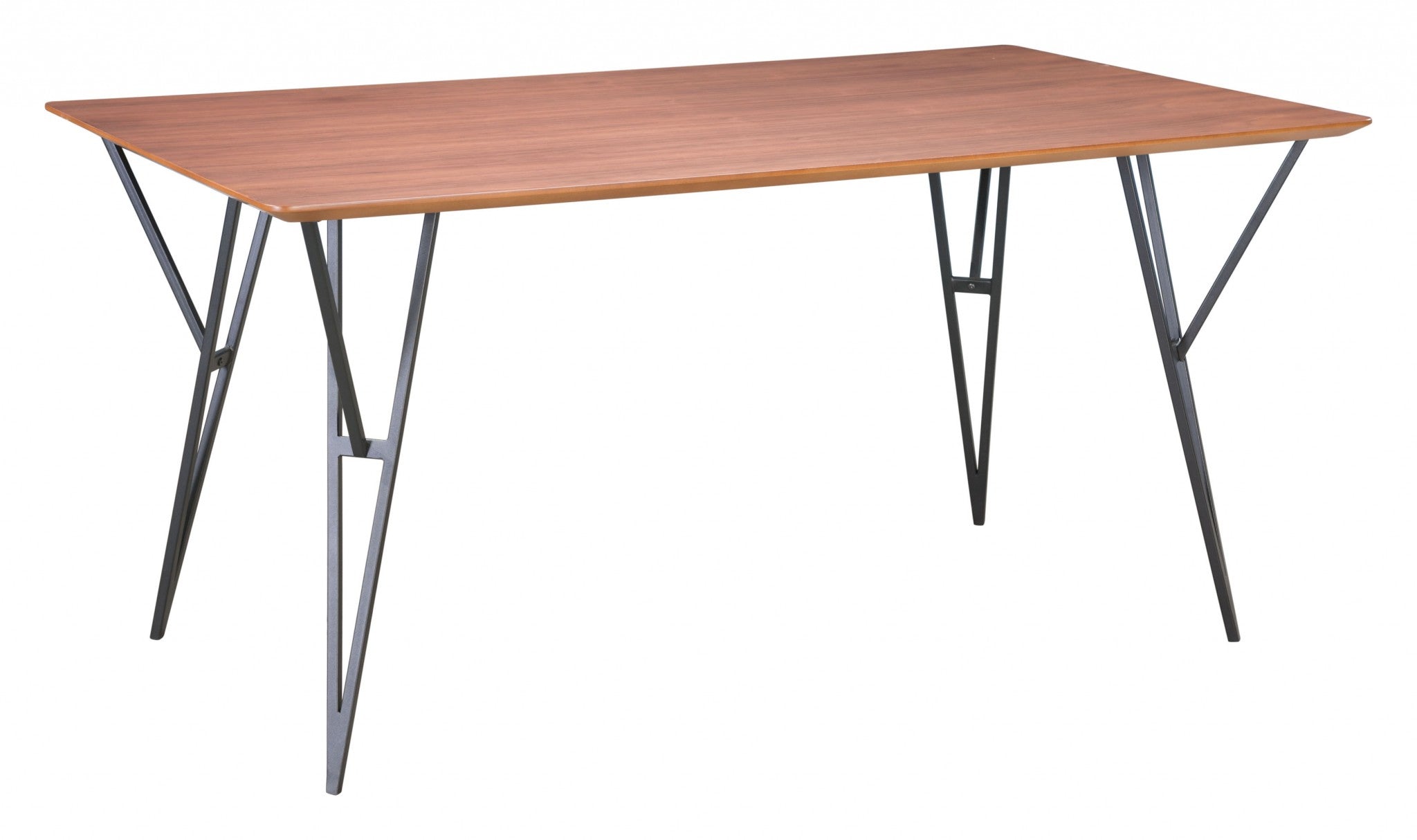 63" x 35.4" x 29.9" Walnut & Black, Walnut Veneer, Painted Steel, Dining Table
