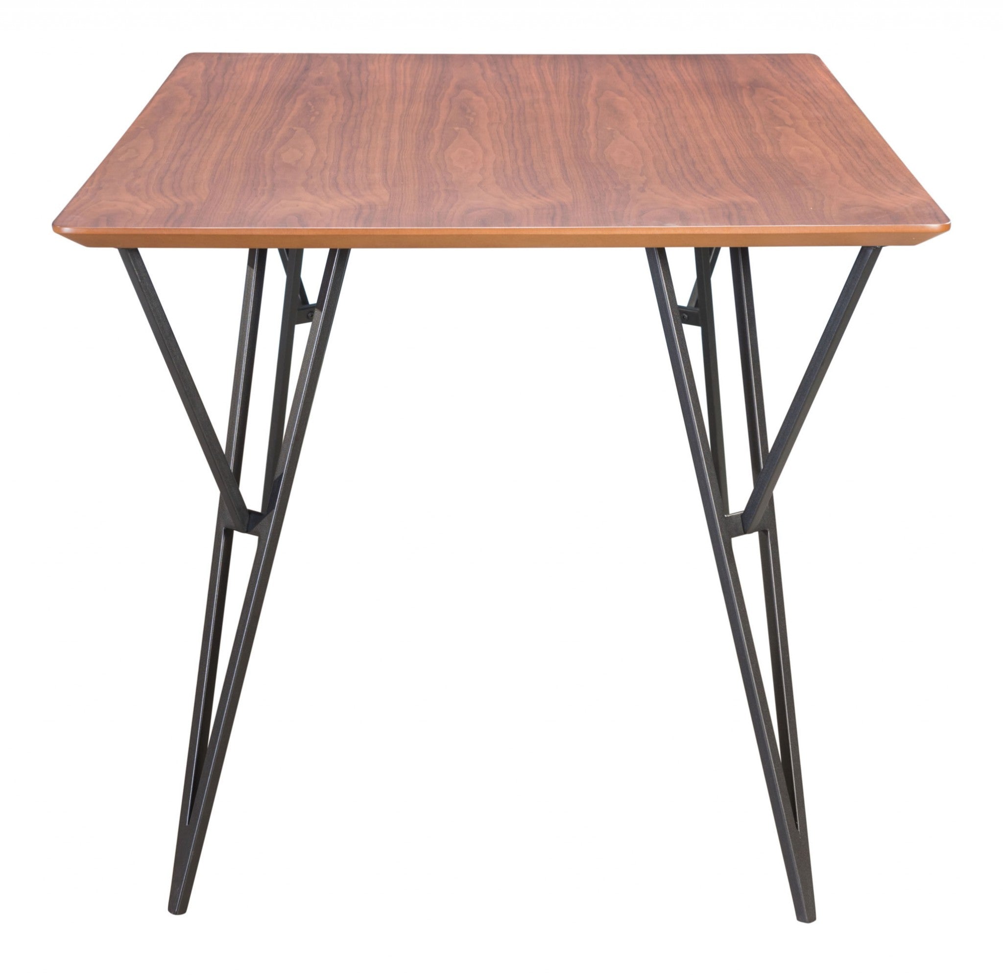 63" x 35.4" x 29.9" Walnut & Black, Walnut Veneer, Painted Steel, Dining Table