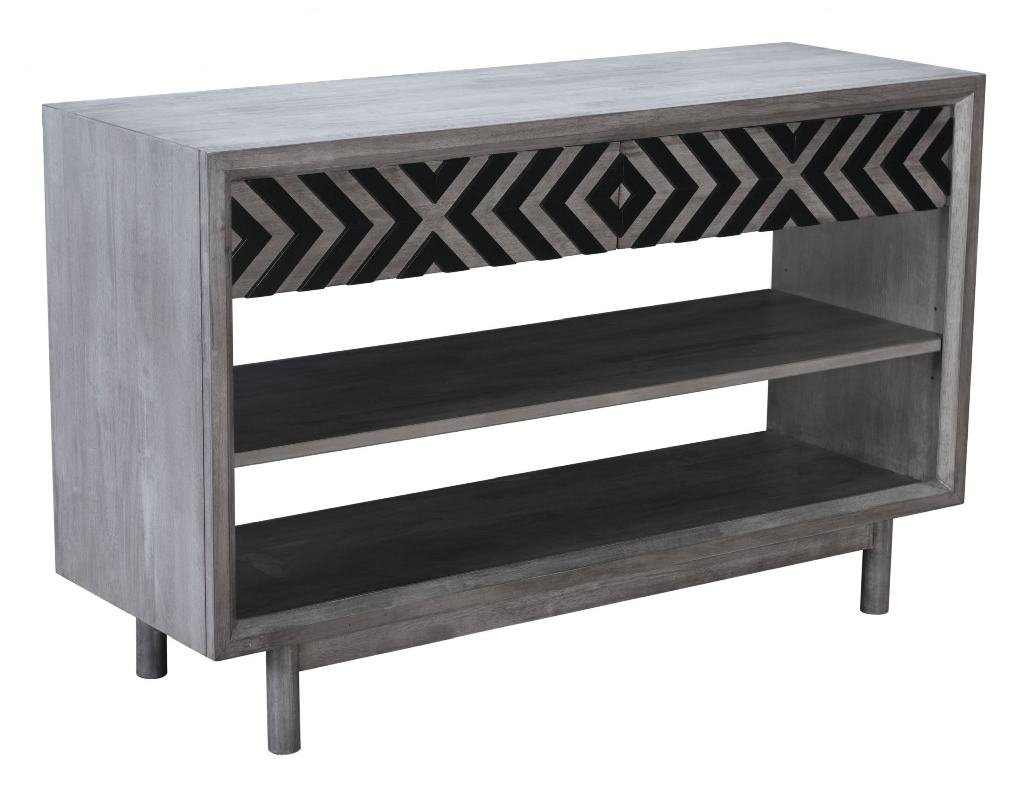 48" x 16.1" x 29.9" Gray, Rubber Wood Veneer, MDF, Console Table