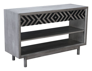 48" x 16.1" x 29.9" Gray, Rubber Wood Veneer, MDF, Console Table