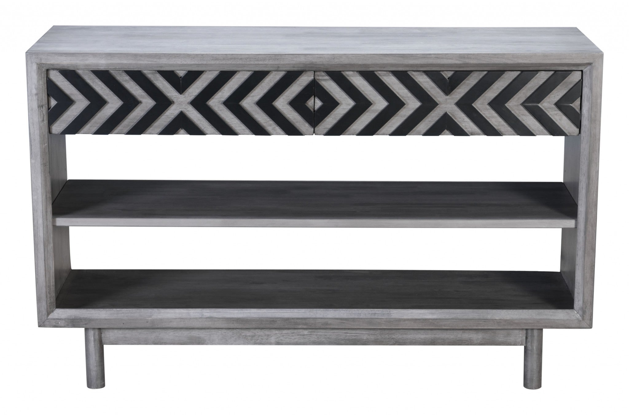 48" x 16.1" x 29.9" Gray, Rubber Wood Veneer, MDF, Console Table