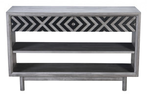 48" x 16.1" x 29.9" Gray, Rubber Wood Veneer, MDF, Console Table