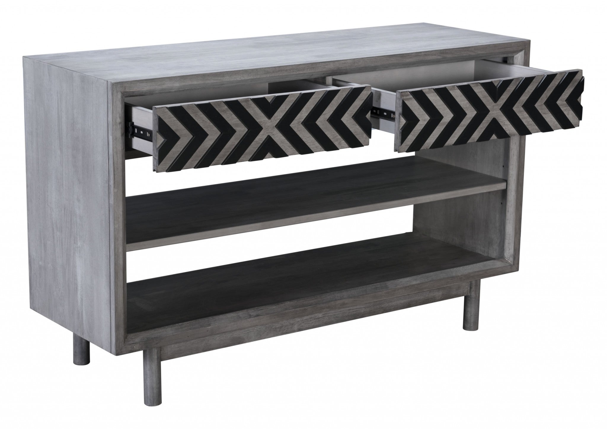 48" x 16.1" x 29.9" Gray, Rubber Wood Veneer, MDF, Console Table