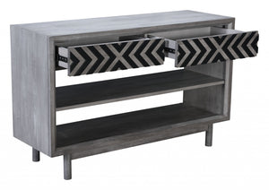 48" x 16.1" x 29.9" Gray, Rubber Wood Veneer, MDF, Console Table