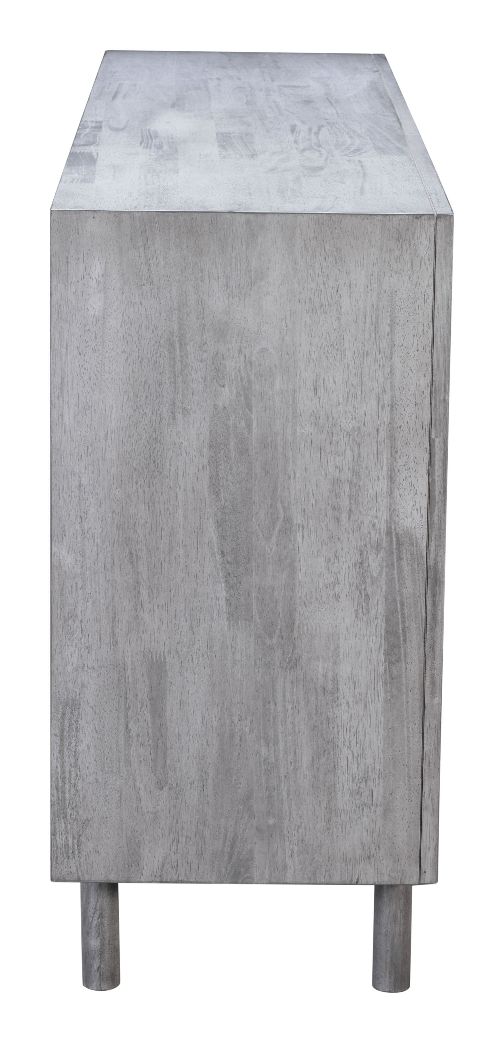 63" x 15.7" x 33.5" Gray, Rubber Wood Veneer, MDF, Buffet Old