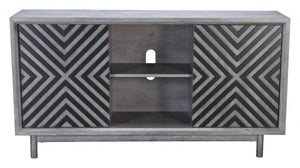 63" x 15.7" x 33.5" Gray, Rubber Wood Veneer, MDF, Buffet Old
