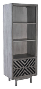 23.6" x 15.7" x 63" Gray, Rubber Wood Veneer, MDF, Narrow Tall Shelf
