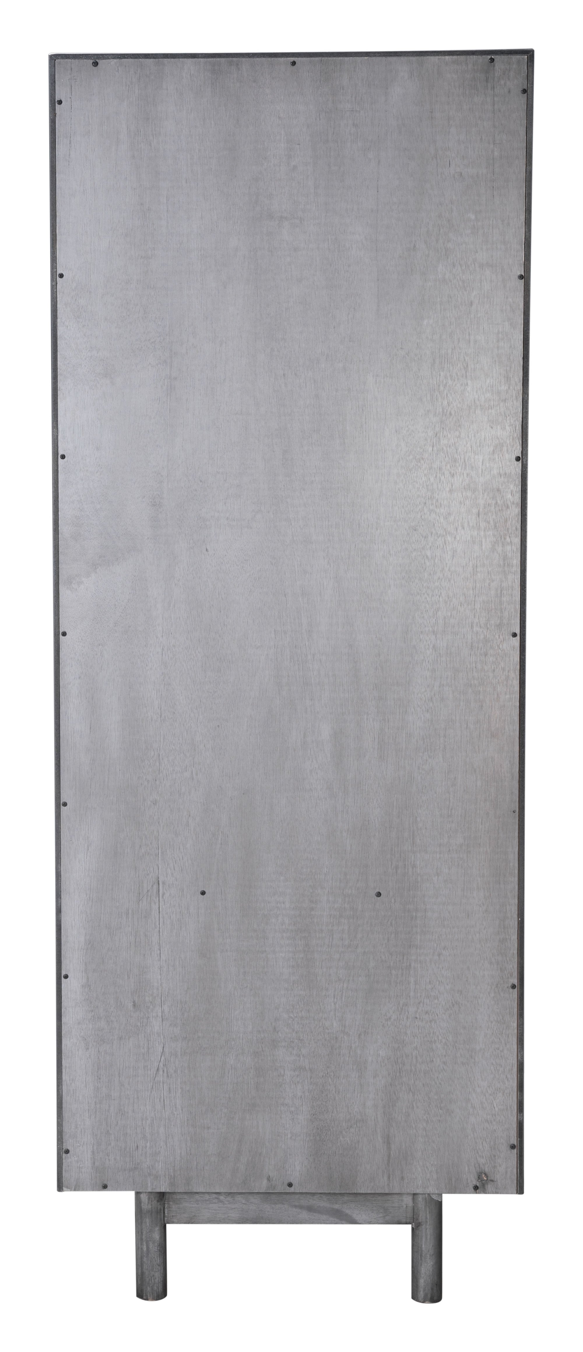23.6" x 15.7" x 63" Gray, Rubber Wood Veneer, MDF, Narrow Tall Shelf