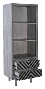 23.6" x 15.7" x 63" Gray, Rubber Wood Veneer, MDF, Narrow Tall Shelf